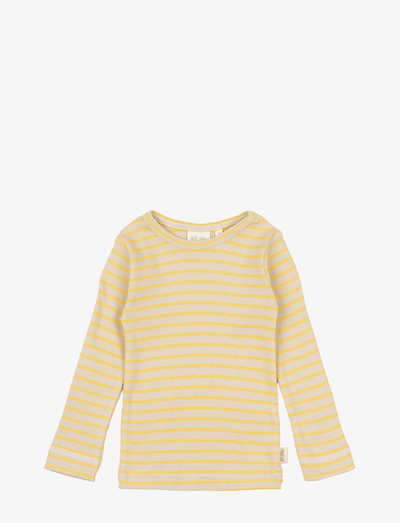 Petit Piao - T-shirt L/S Modal Striped - yellow sun/dark off white - 1