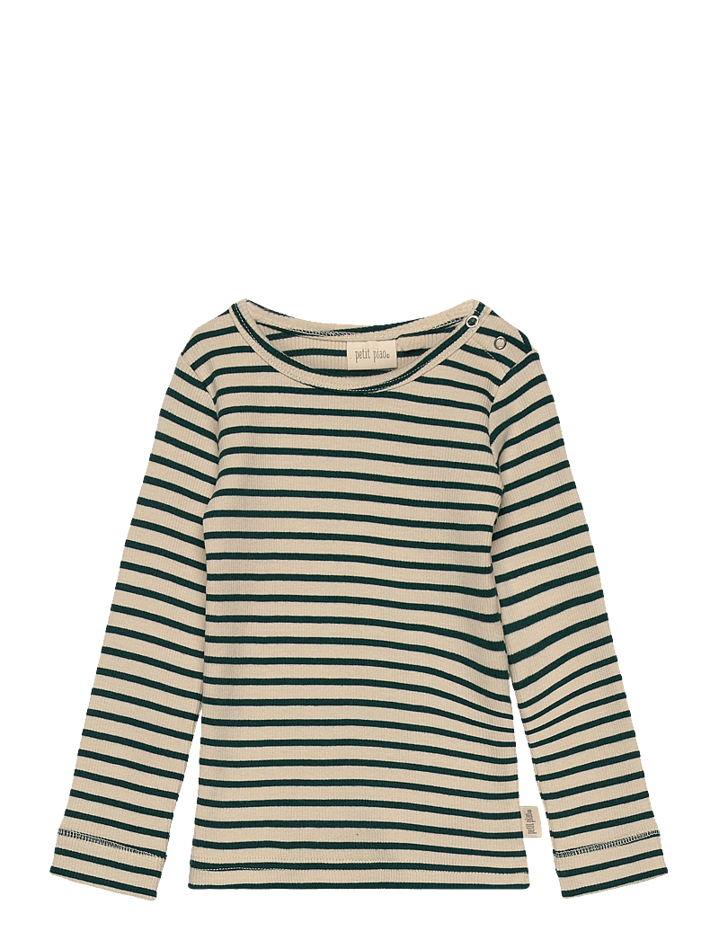 Petit Piao - T-shirt L/S Modal Striped - dark sea/off white - 0