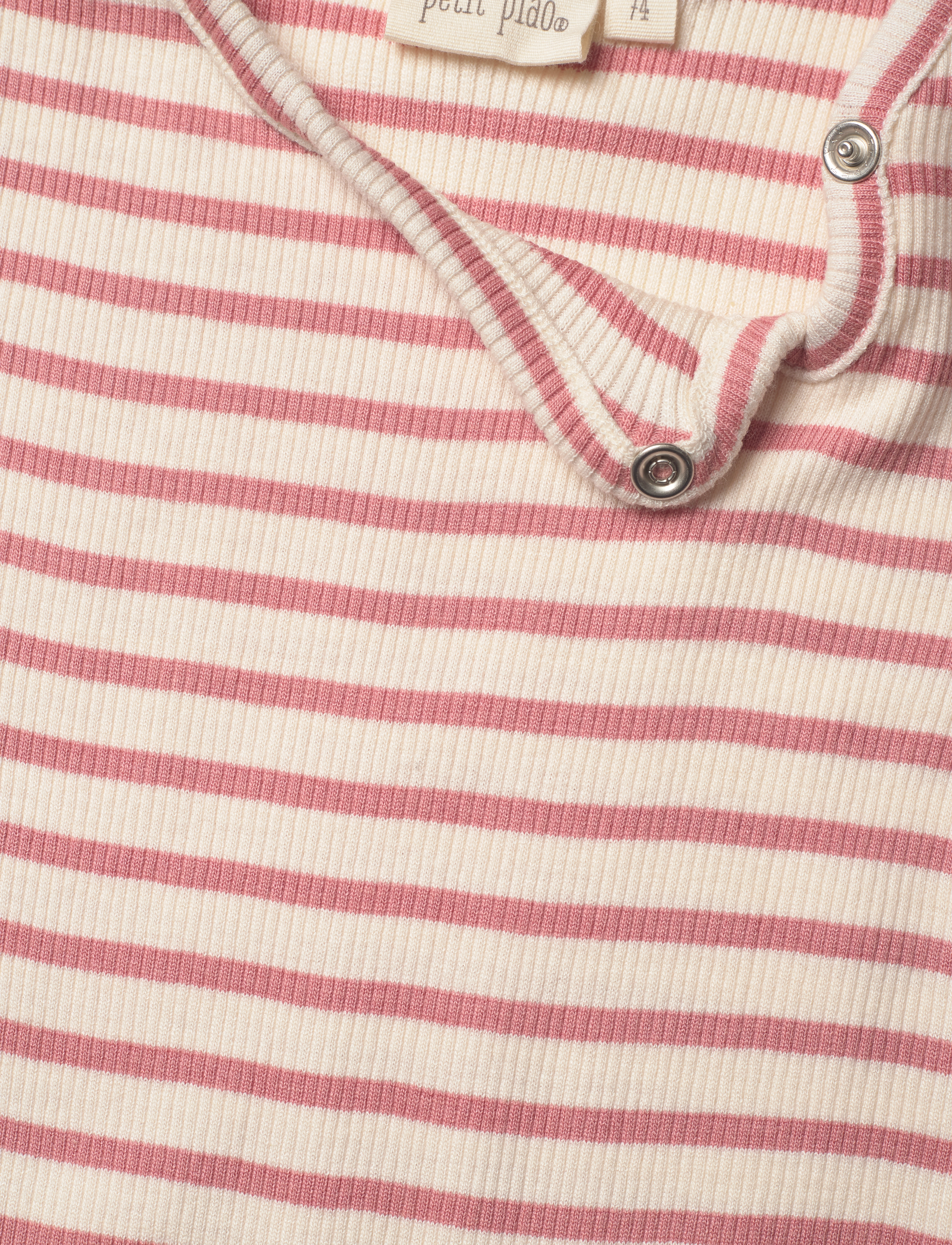 Petit Piao - Body S/S Modal Striped - sea shell pink - 2