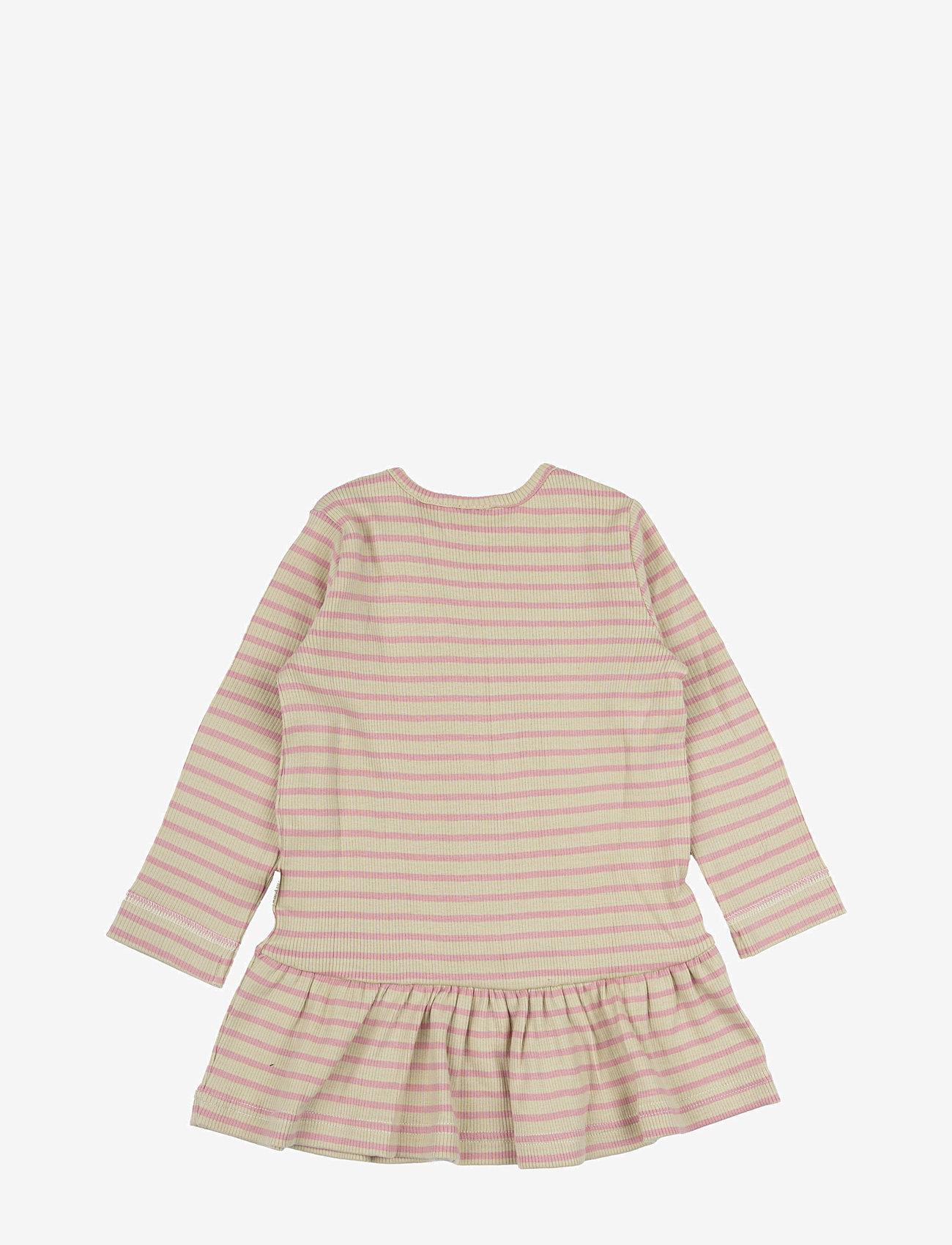 Petit Piao - Dress L/S Modal Striped - langärmelige babykleider - bright rose/dark off white - 1