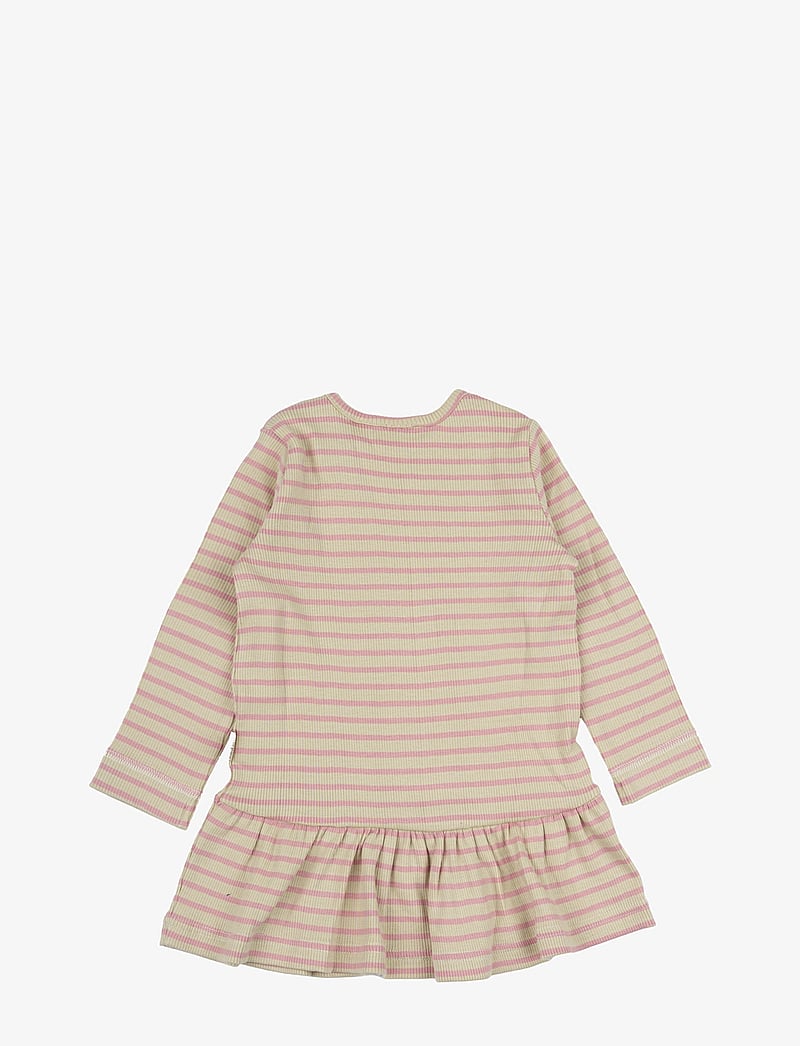Petit Piao - Dress L/S Modal Striped - langärmelige babykleider - bright rose/dark off white - 1