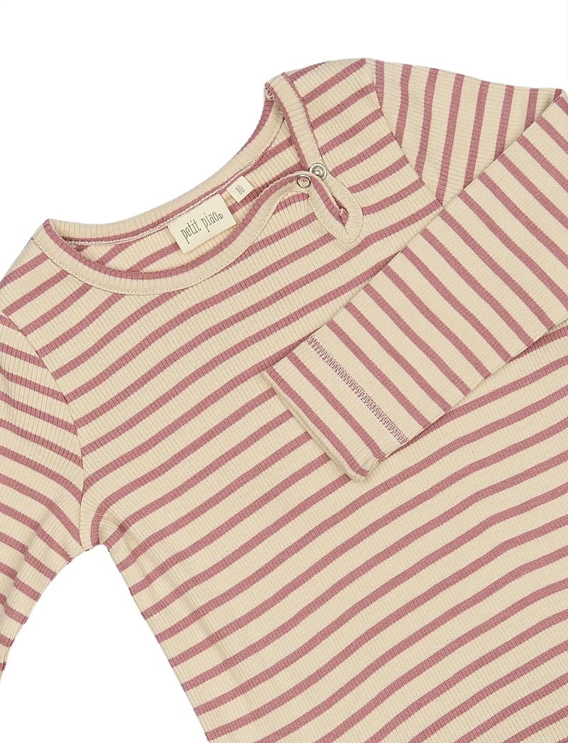 Petit Piao - Dress L/S Modal Striped - langärmelige babykleider - nostalgic rose/off white - 2