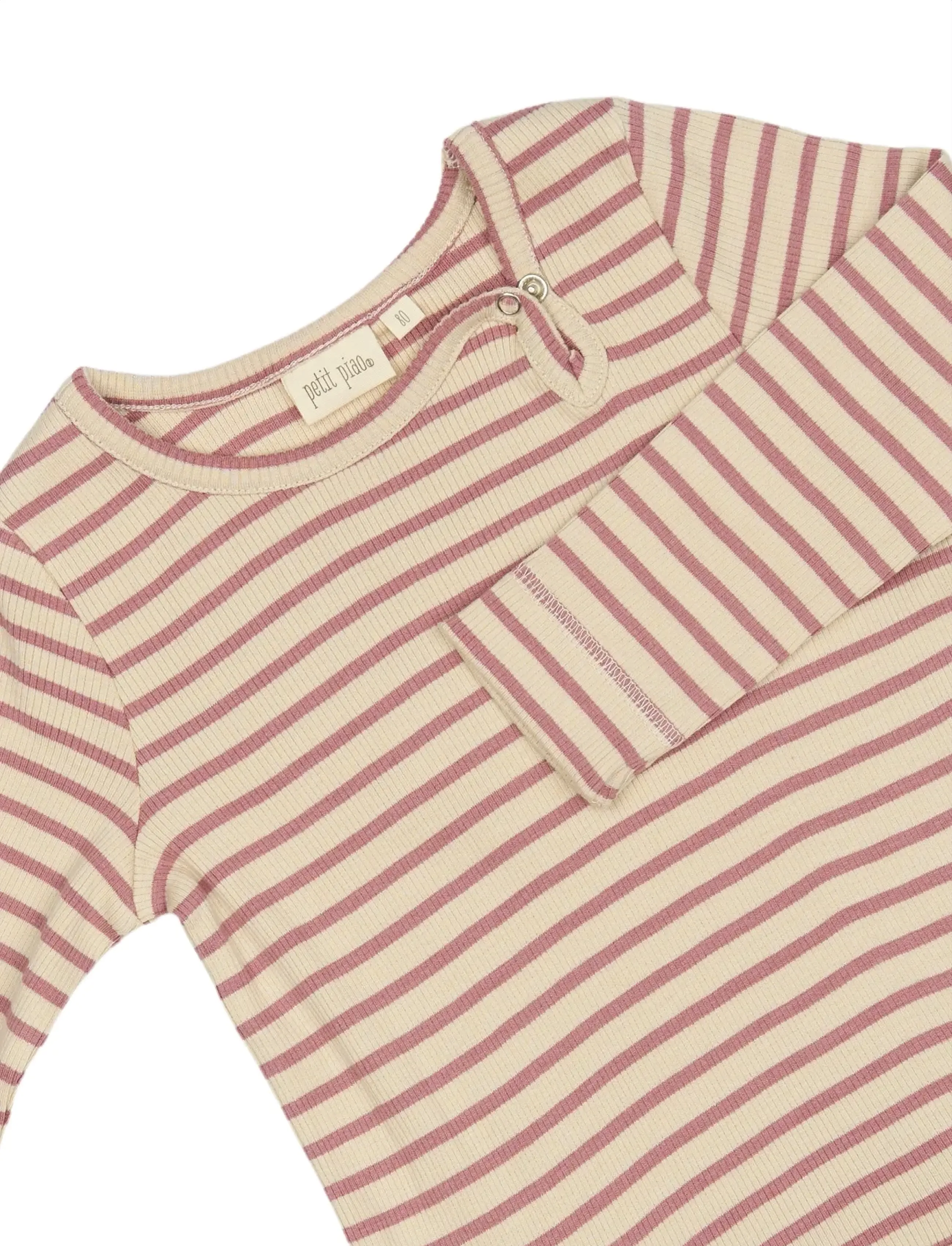 Petit Piao - Dress L/S Modal Striped - nostalgic rose/off white - 2