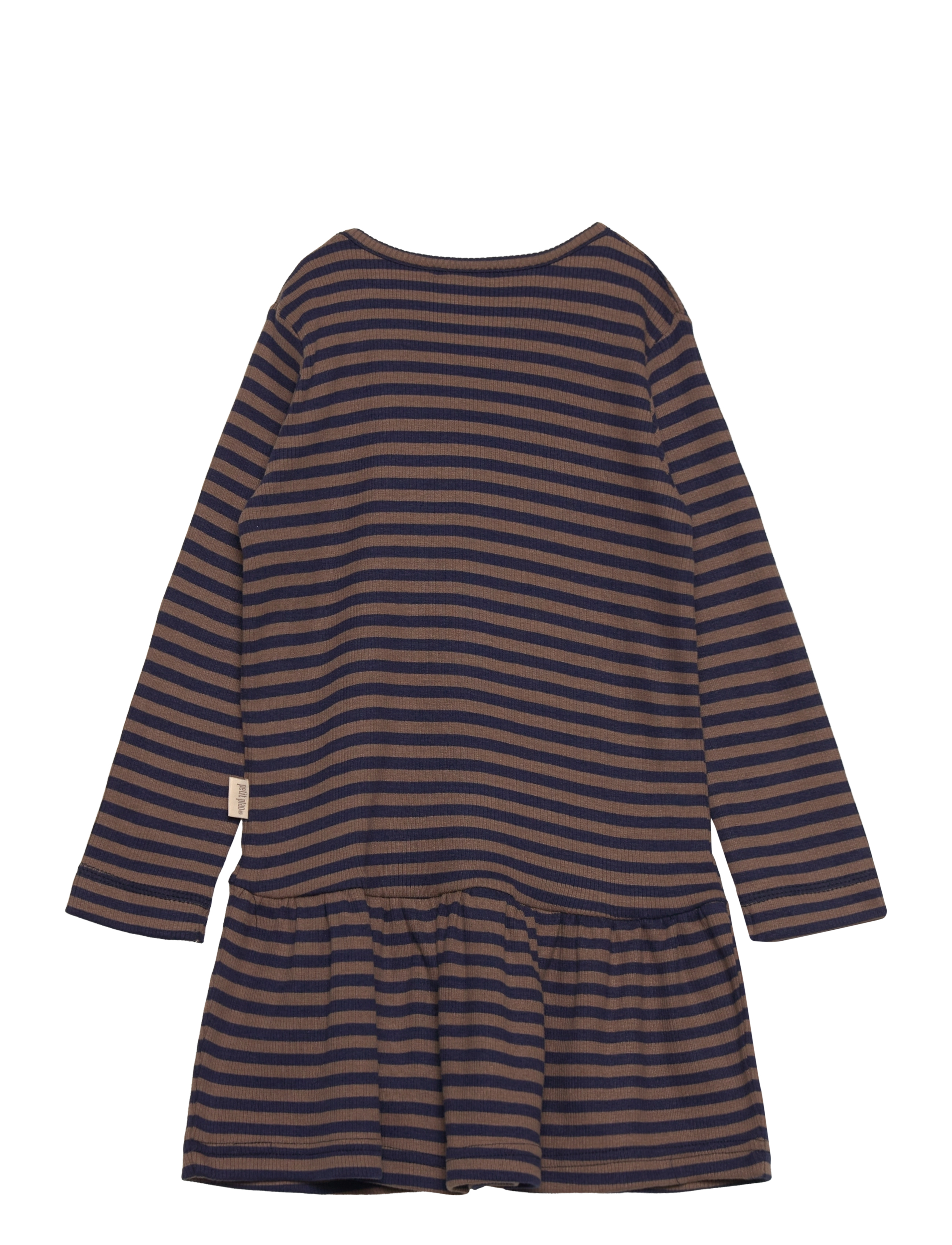 Petit Piao - Dress L/S Modal Striped - chocolate brown/indigo plum stripe - 1