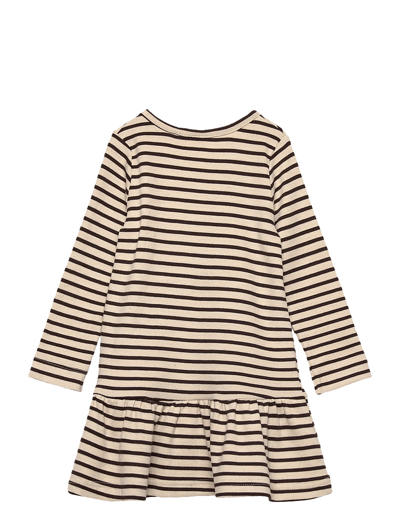 Petit Piao - Dress L/S Modal Striped - coffee bean/off white - 1