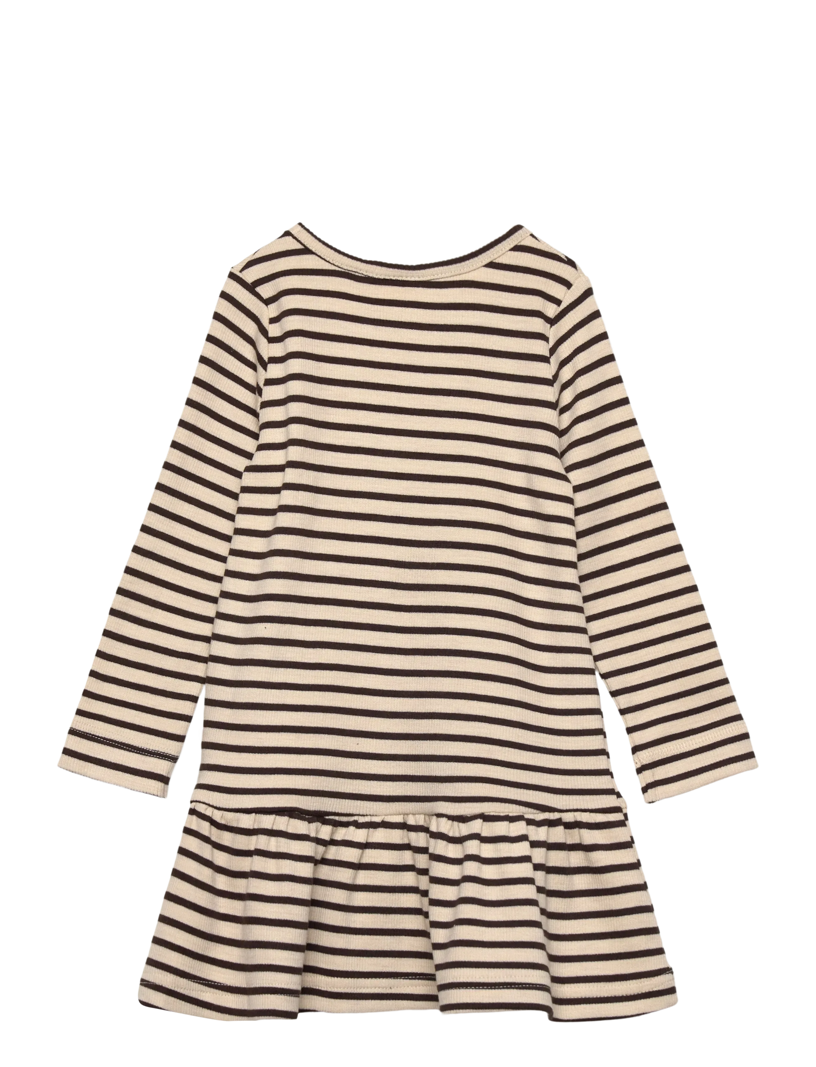 Petit Piao - Dress L/S Modal Striped - coffee bean/off white - 1