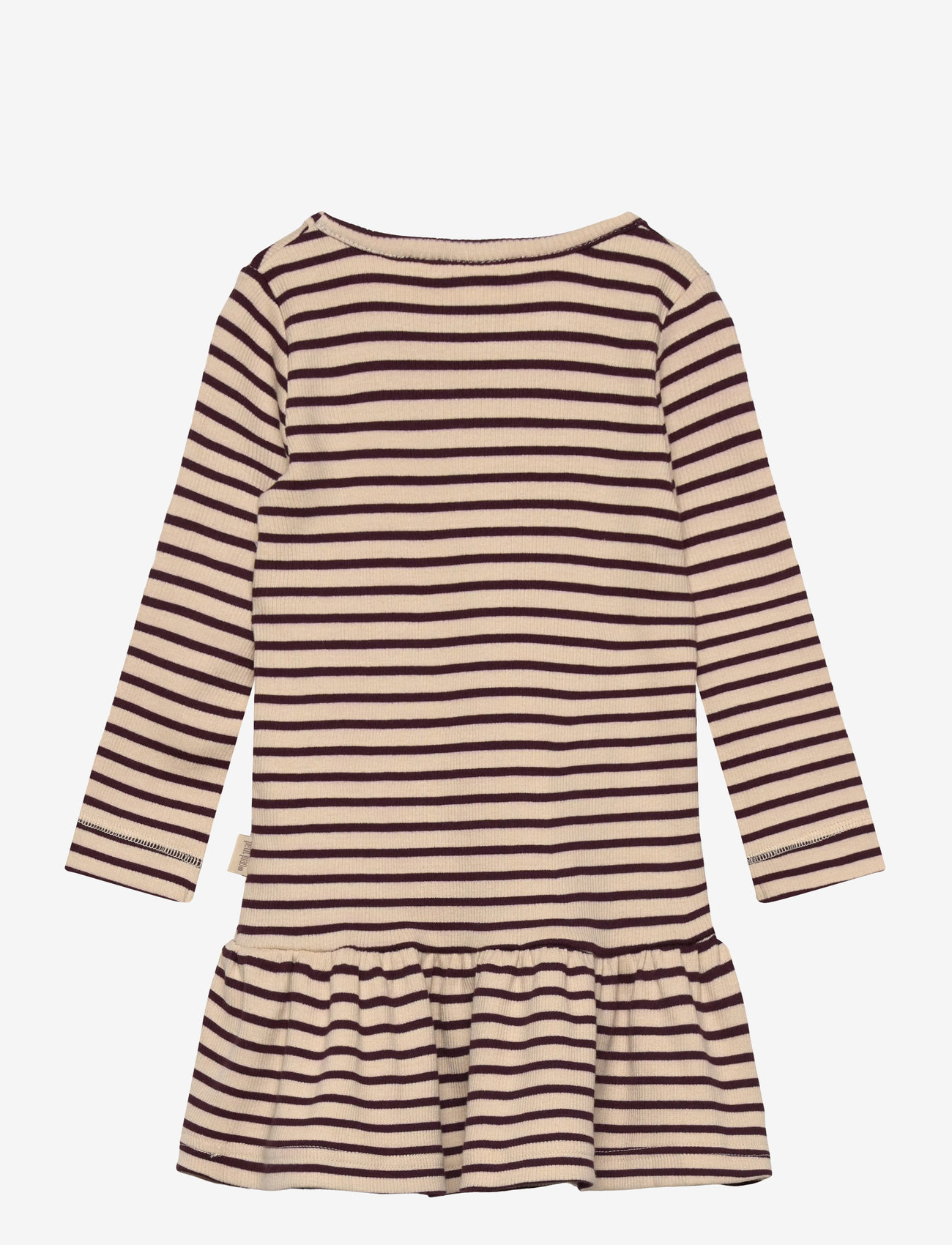 Petit Piao - Dress L/S Modal Striped - pikkade varrukatega beebi kleidid - dark grape/off white - 1