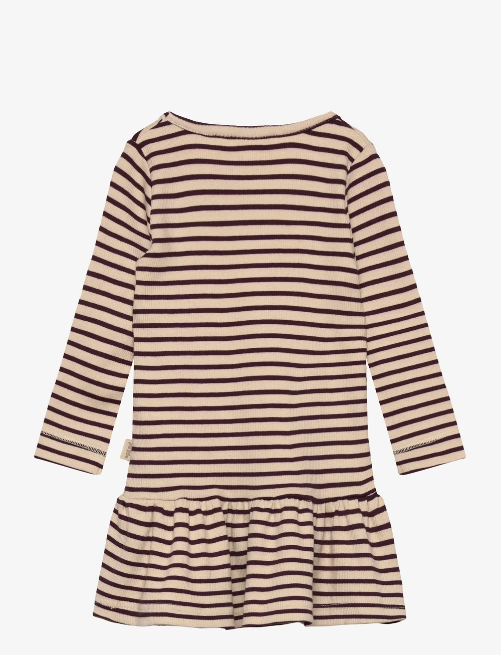 Petit Piao - Dress L/S Modal Striped - langärmelige babykleider - dark grape/off white - 1