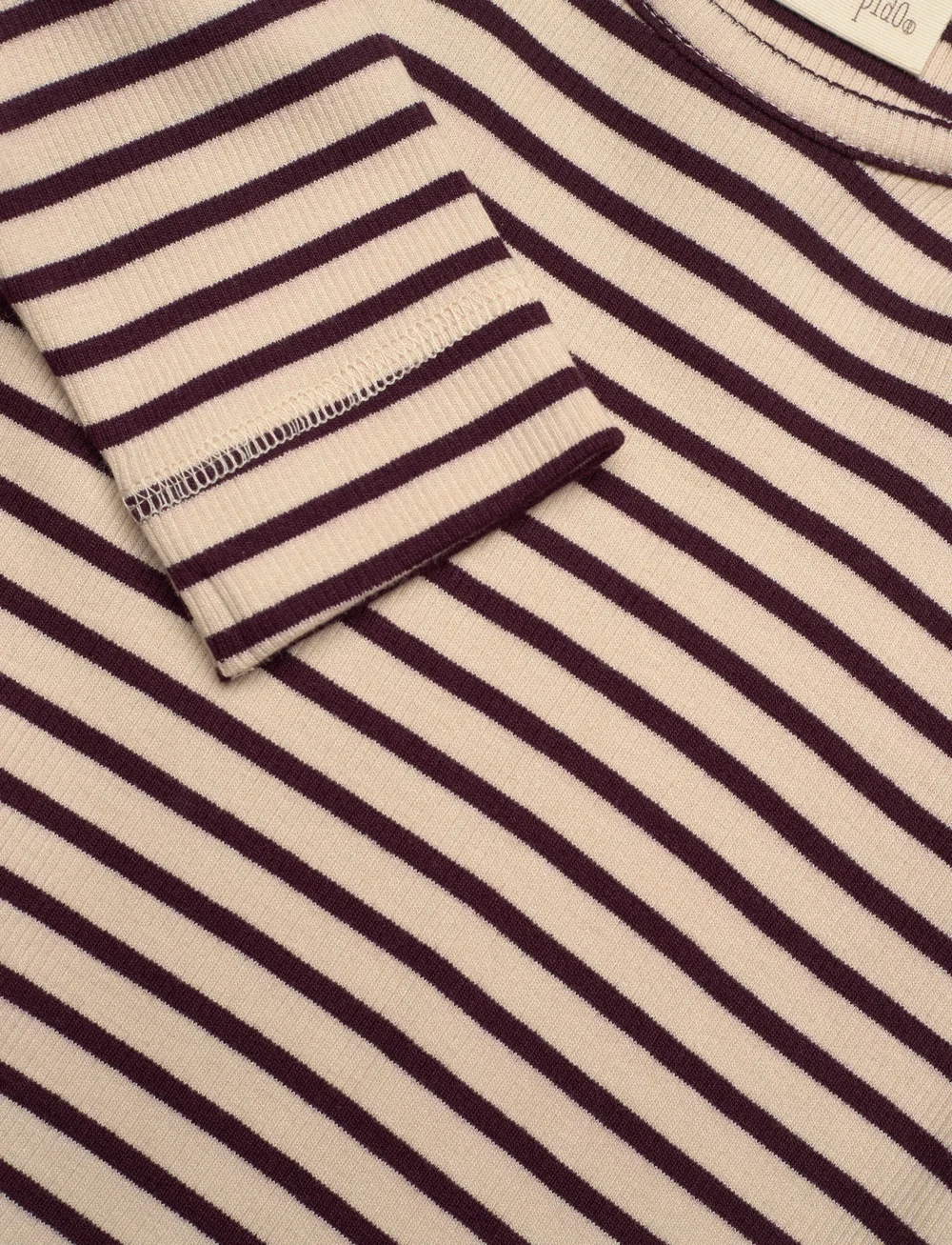 Petit Piao - Dress L/S Modal Striped - langärmelige babykleider - dark grape/off white - 2