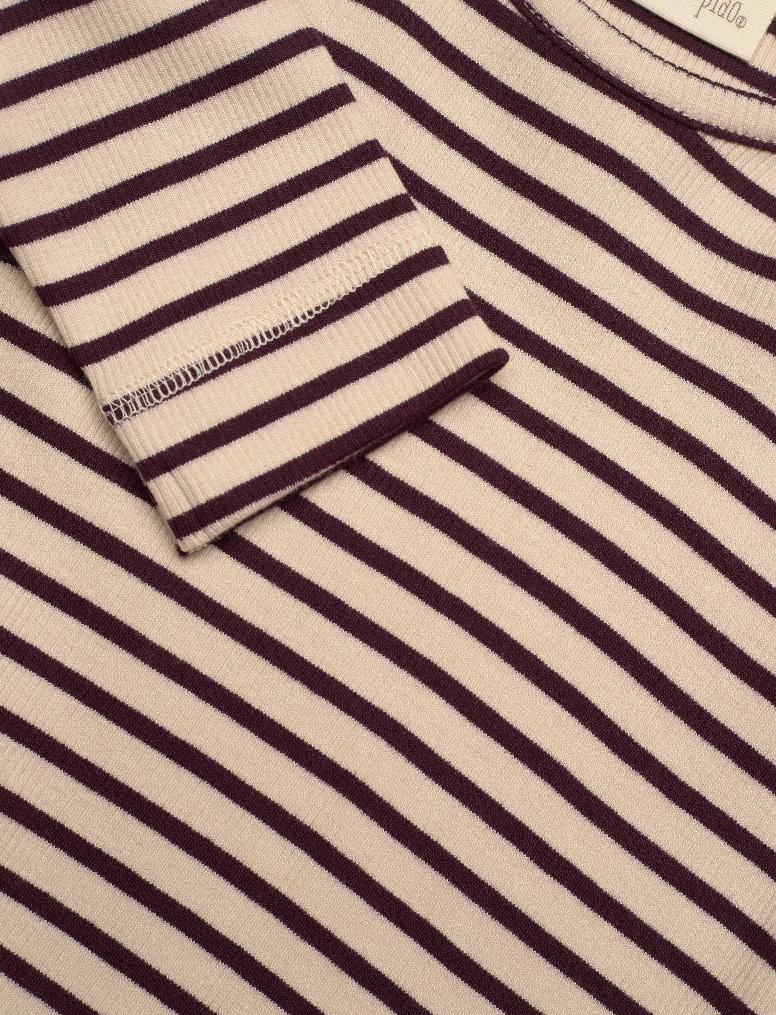 Petit Piao - Dress L/S Modal Striped - dark grape/off white - 2