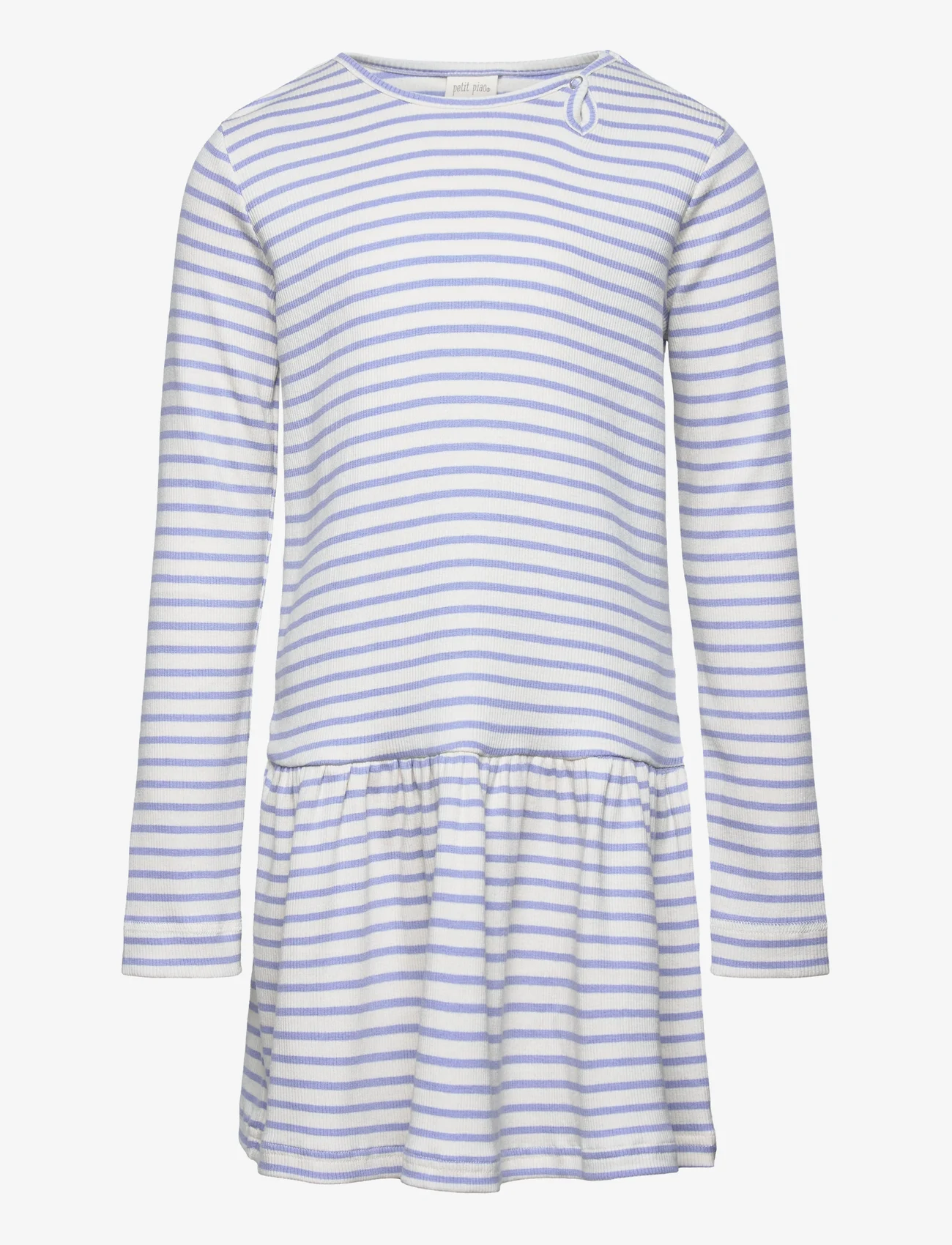 Petit Piao - Dress L/S Modal Striped - langærmede babykjoler - spring blue - 0