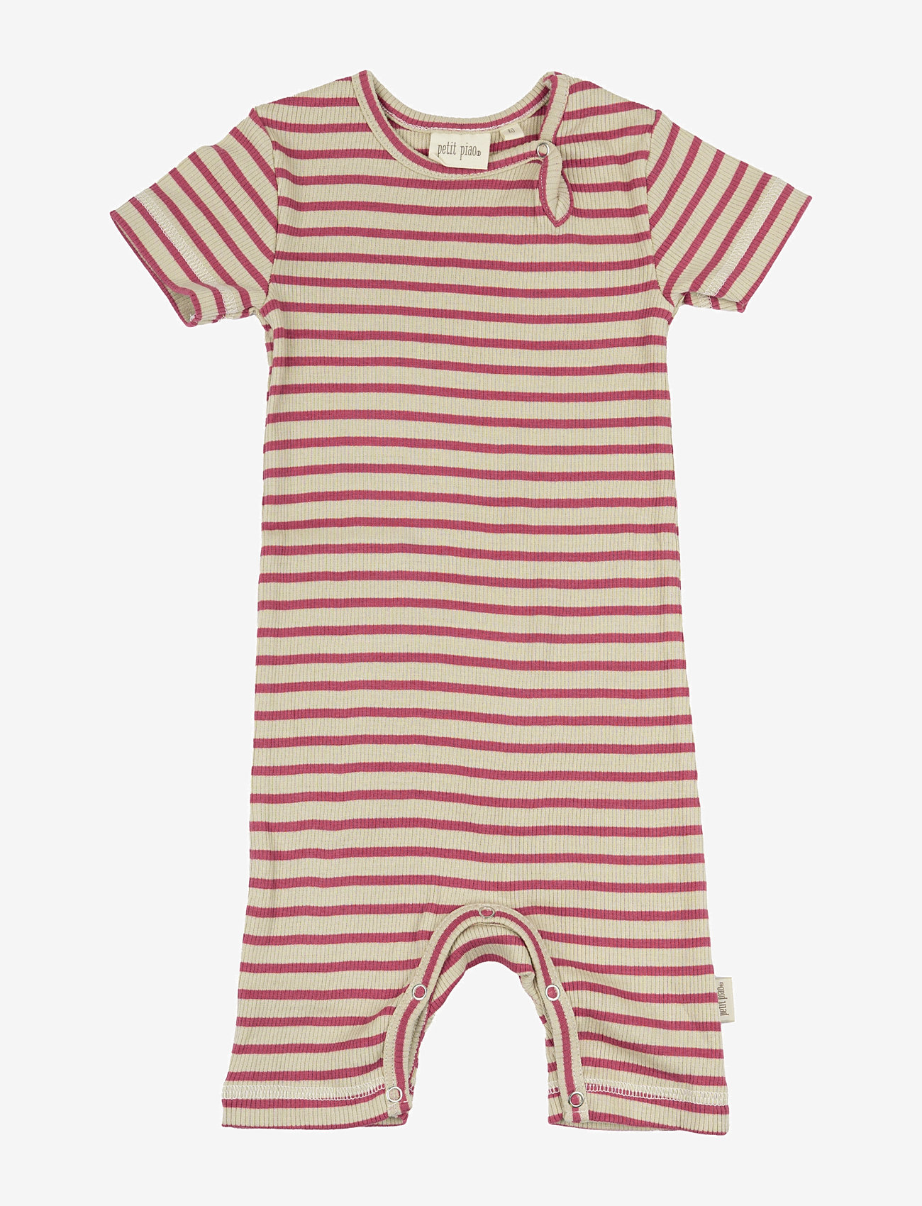Petit Piao - Jumpsuit S/S Modal Striped - lyhythihaiset - light berry/dark off white - 0