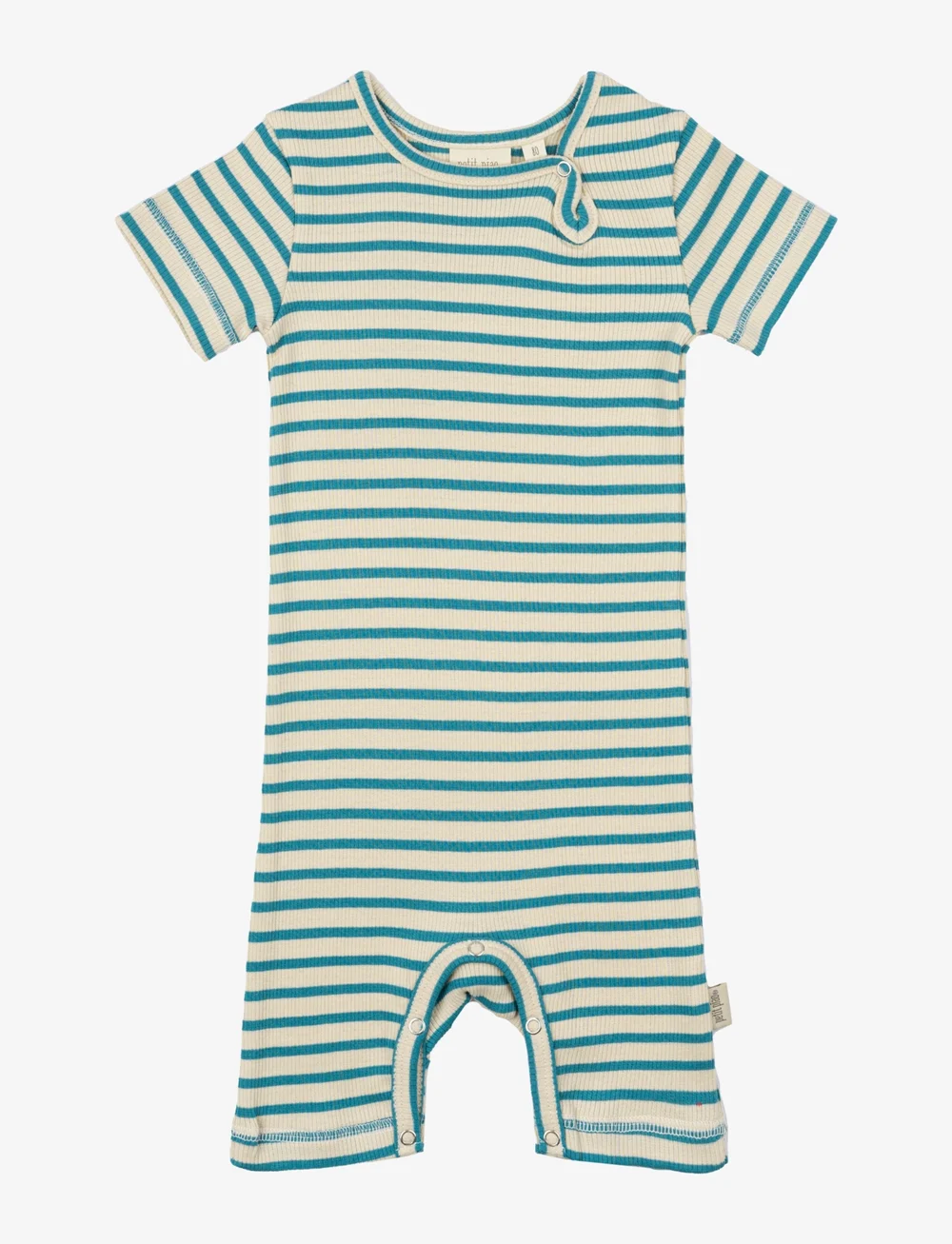 Petit Piao - Jumpsuit S/S Modal Striped - kurzärmelig - turquise /dark off white - 1