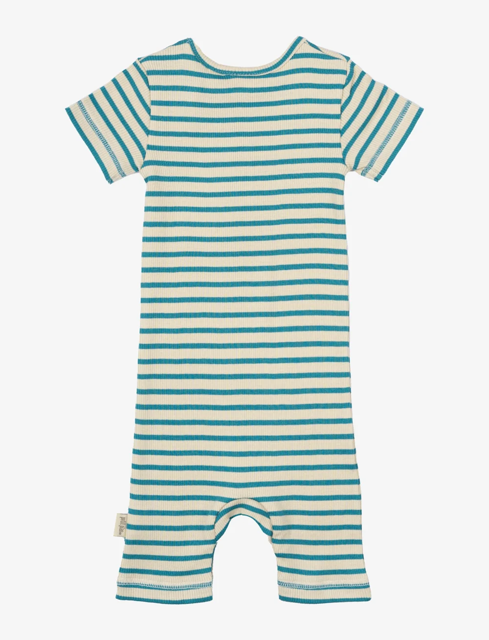 Petit Piao - Jumpsuit S/S Modal Striped - kurzärmelig - turquise /dark off white - 2