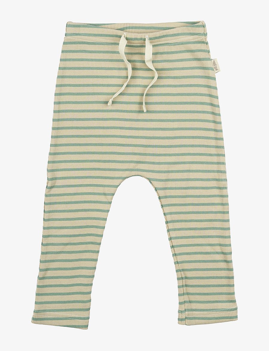 Petit Piao - Pants Modal Striped - granite green/dark off white - 0