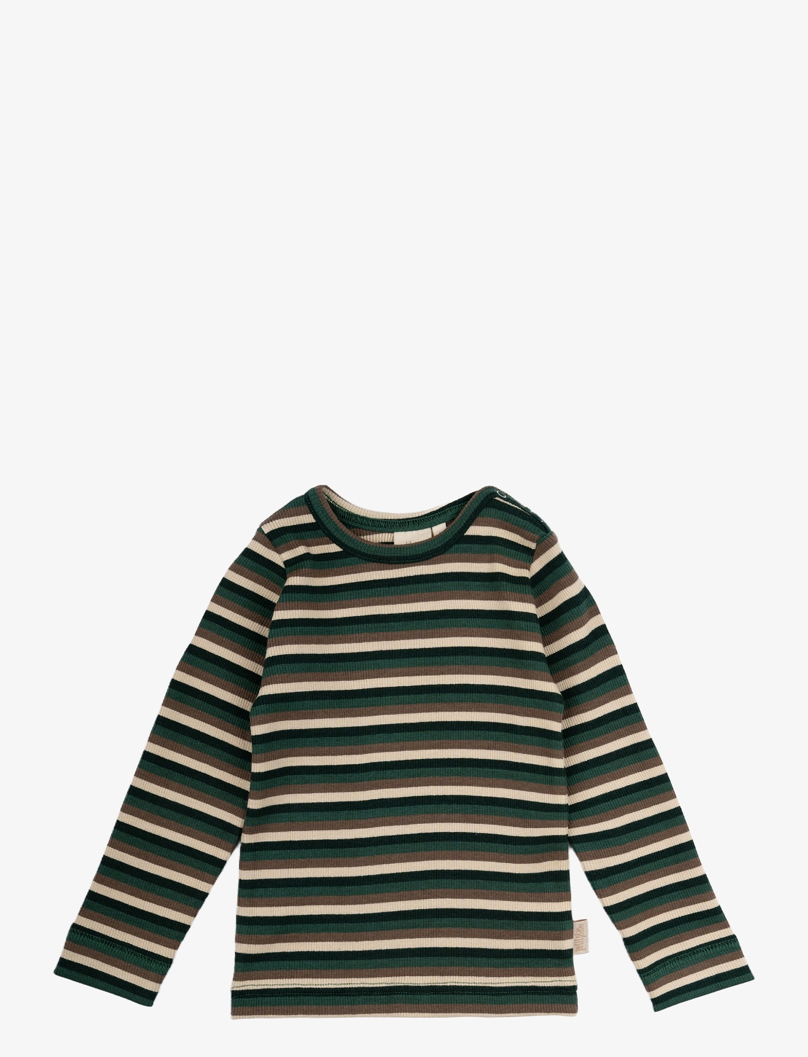 Petit Piao - T-shirt L/S Modal Multi Striped - emerald green multi stripe - 2