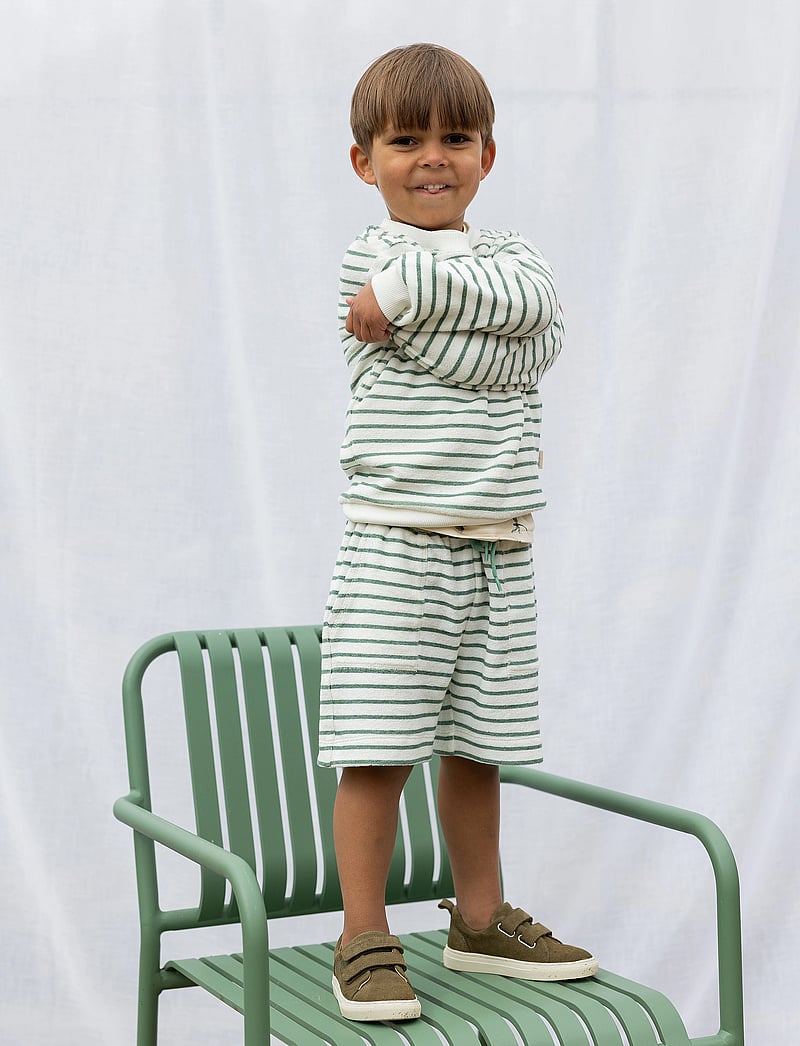 Petit Piao - Sweat Shirt Drop Shoulder - dressipluusid - off white/green - 5