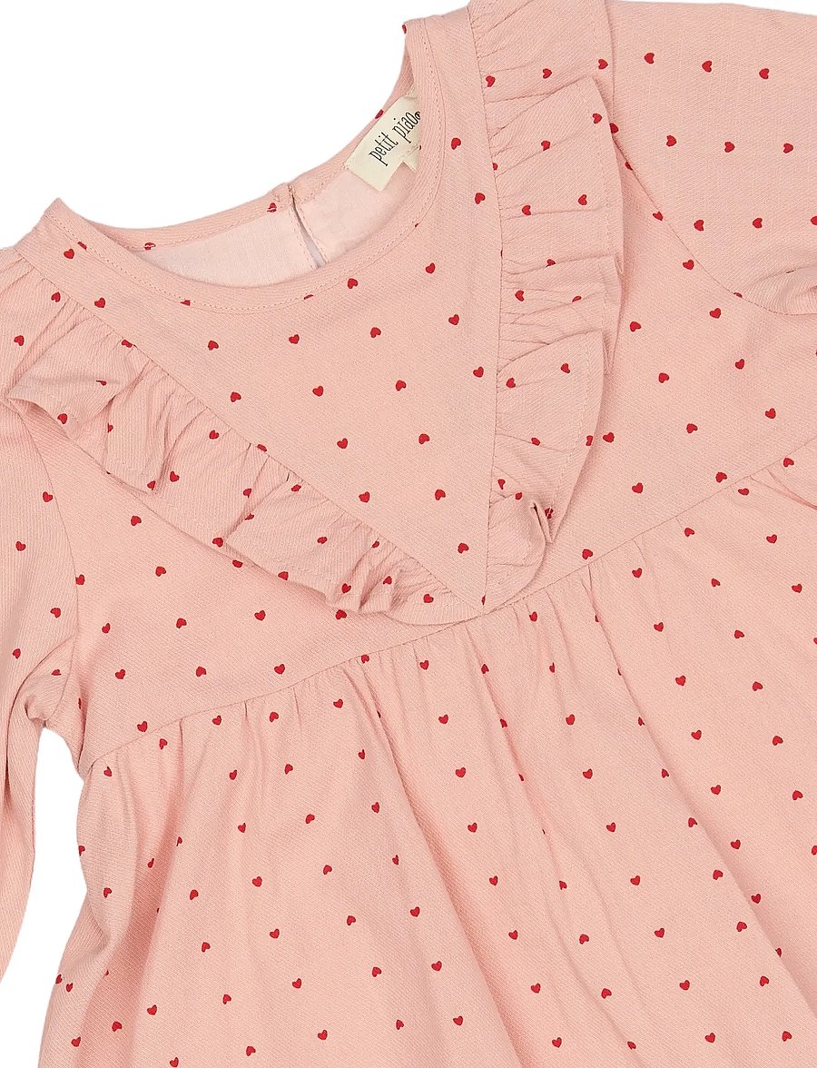 Petit Piao - PPDeva Dress LS - langärmelige freizeitkleider - pink heart - 2