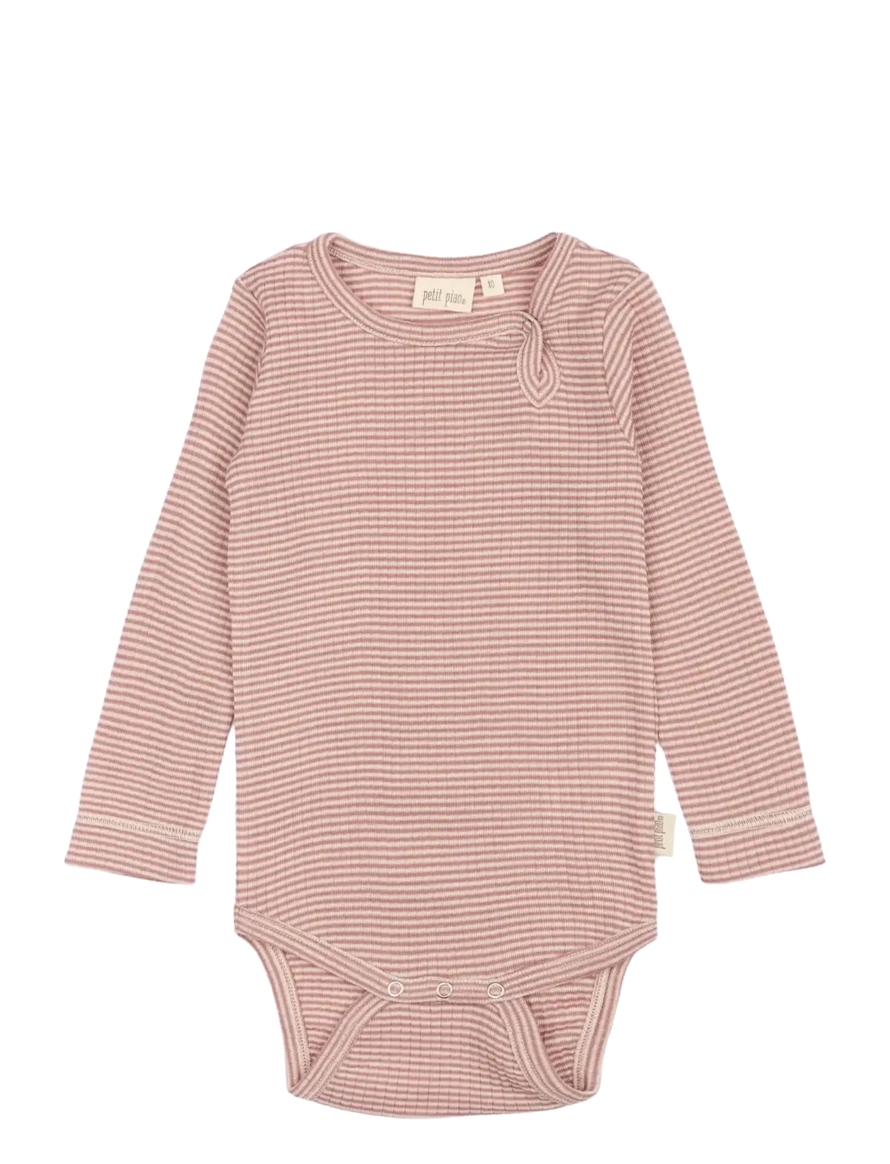Petit Piao PPDante Body L/S Merino Wool Stripe - Kleidung - NOSTALGIC ROSE/DARK OFF WHITE / pink/rose