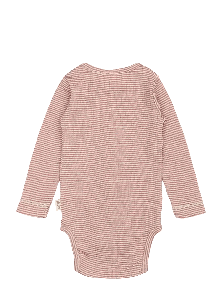 Petit Piao - PPDante Body L/S Merino Wool Striped - funkionsunterwäsche - baby - nostalgic rose/dark off white - 1