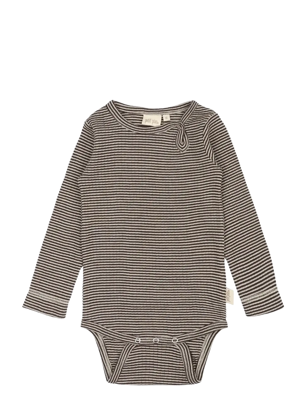Petit Piao PPDante Body L/S Merino Wool Stripe - Nach Größe einkaufen - COFFEE BEAN/DARK OFF WHITE / brown