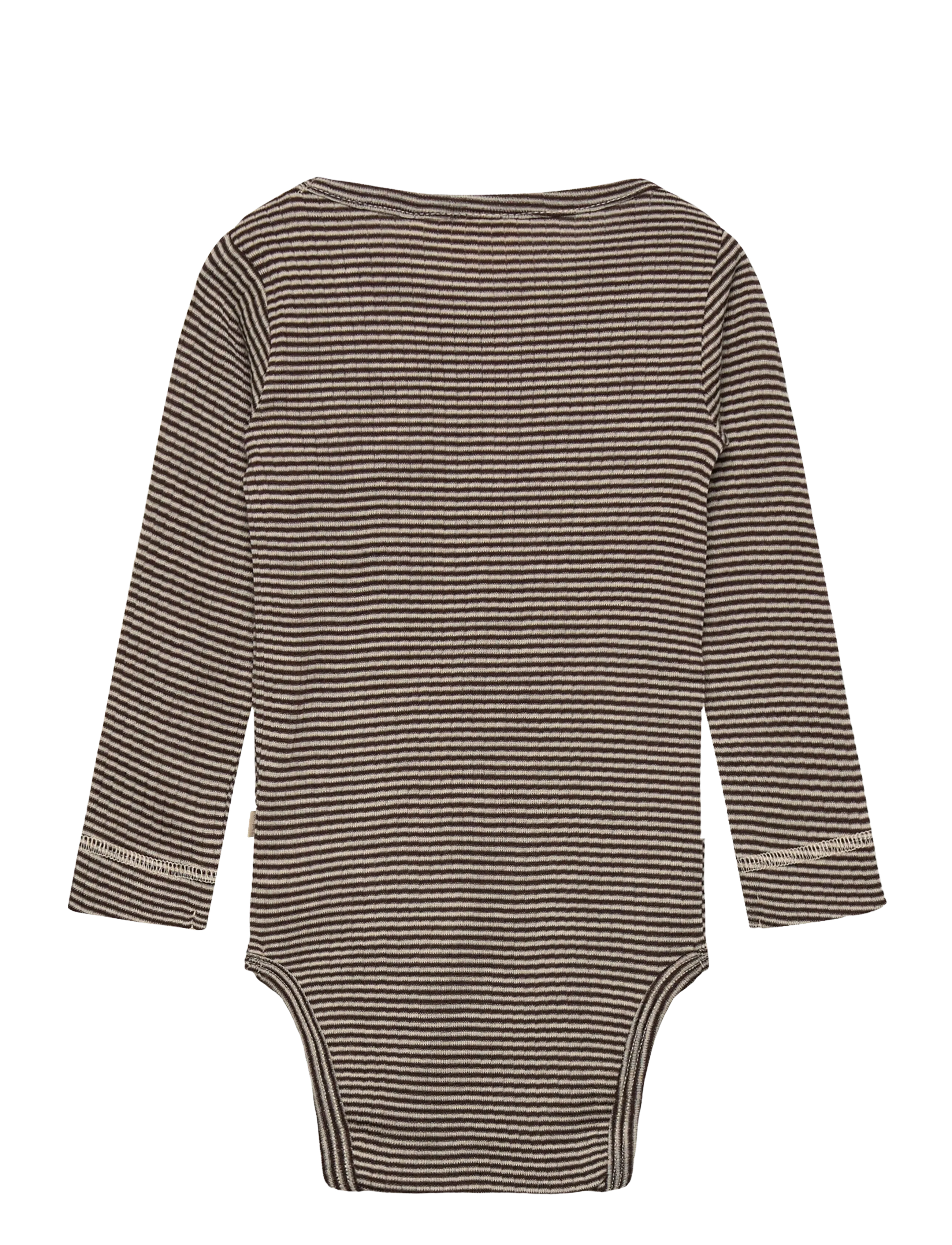 Petit Piao - PPDante Body L/S Merino Wool Striped - coffee bean/dark off white - 1