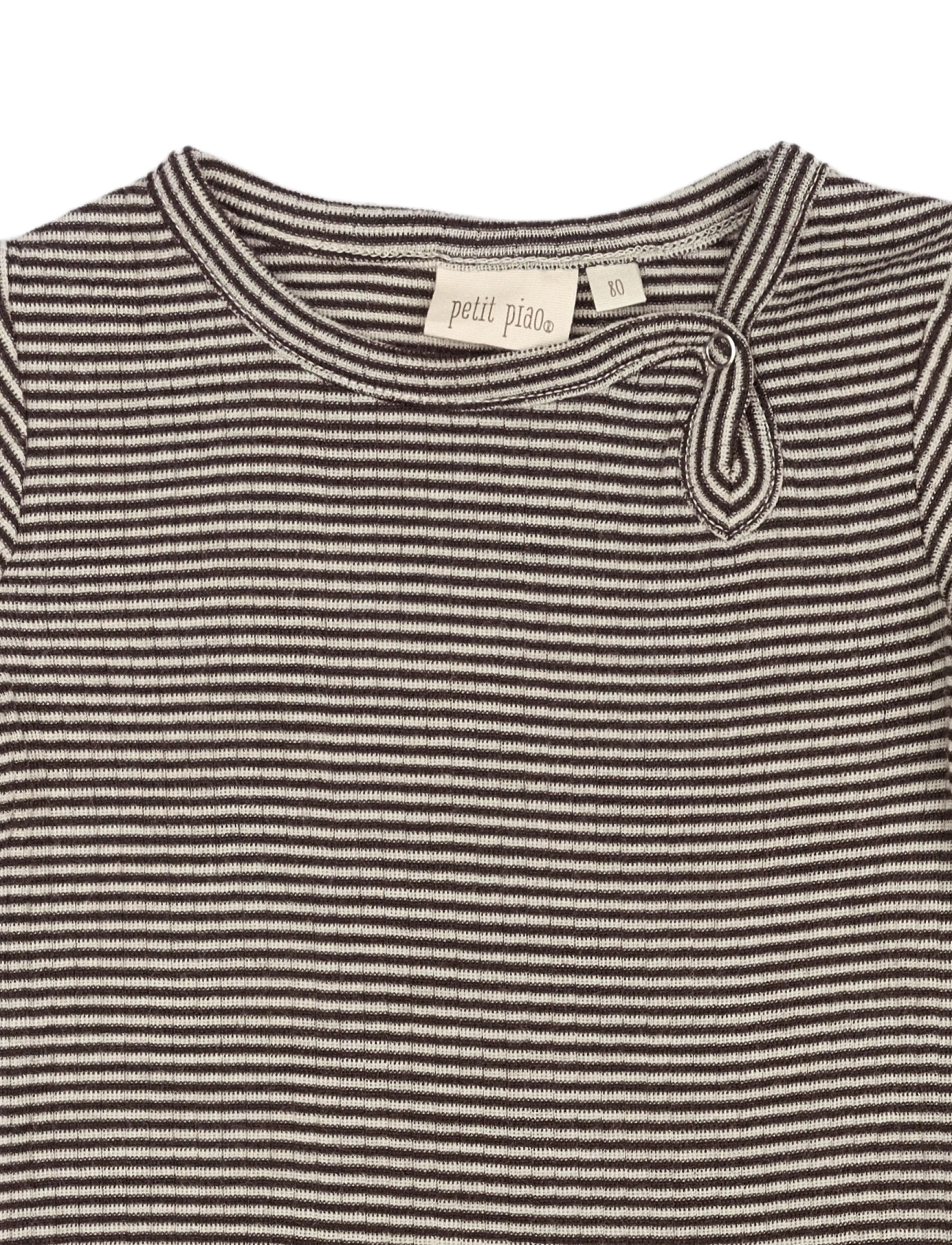 Petit Piao - PPDante Body L/S Merino Wool Striped - funkionsunterwäsche - baby - coffee bean/dark off white - 2