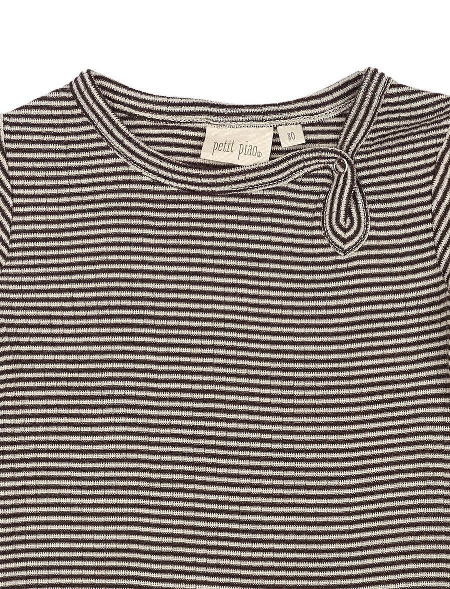 Petit Piao - PPDante Body L/S Merino Wool Striped - funkionsunterwäsche - baby - coffee bean/dark off white - 2