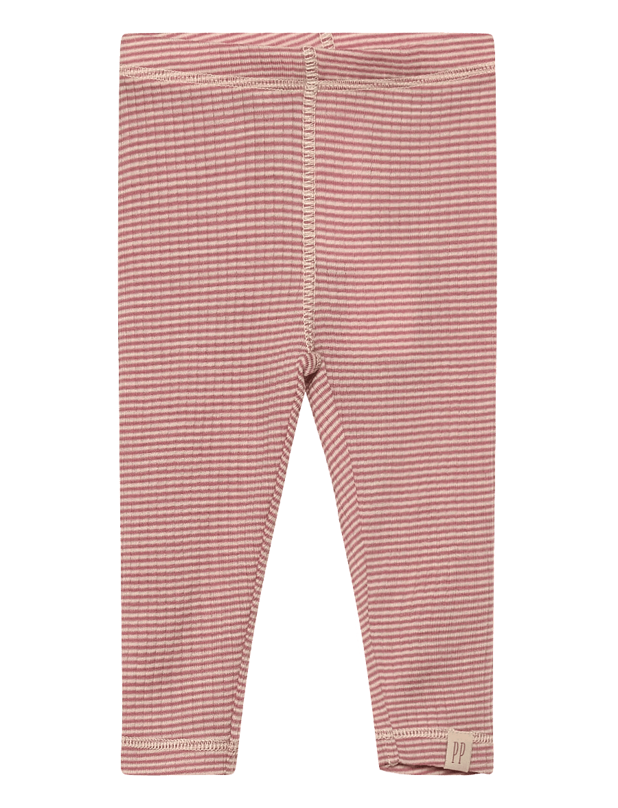 Petit Piao - PPDante Leggings Merino Wool Striped - sügisesed riided - nostalgic rose/dark off white - 0