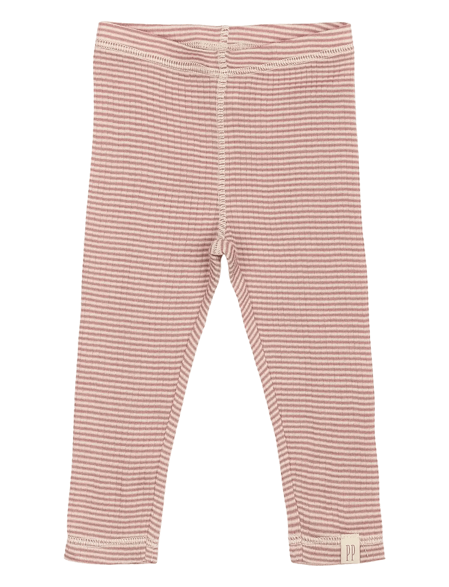 Petit Piao - PPDante Leggings Merino Wool Stripe - base layer baby - nostalgic rose/dark off white - 0