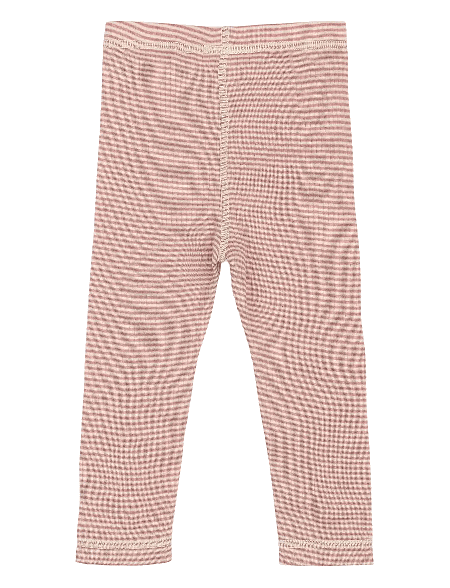 Petit Piao - PPDante Leggings Merino Wool Stripe - base layer baby - nostalgic rose/dark off white - 1