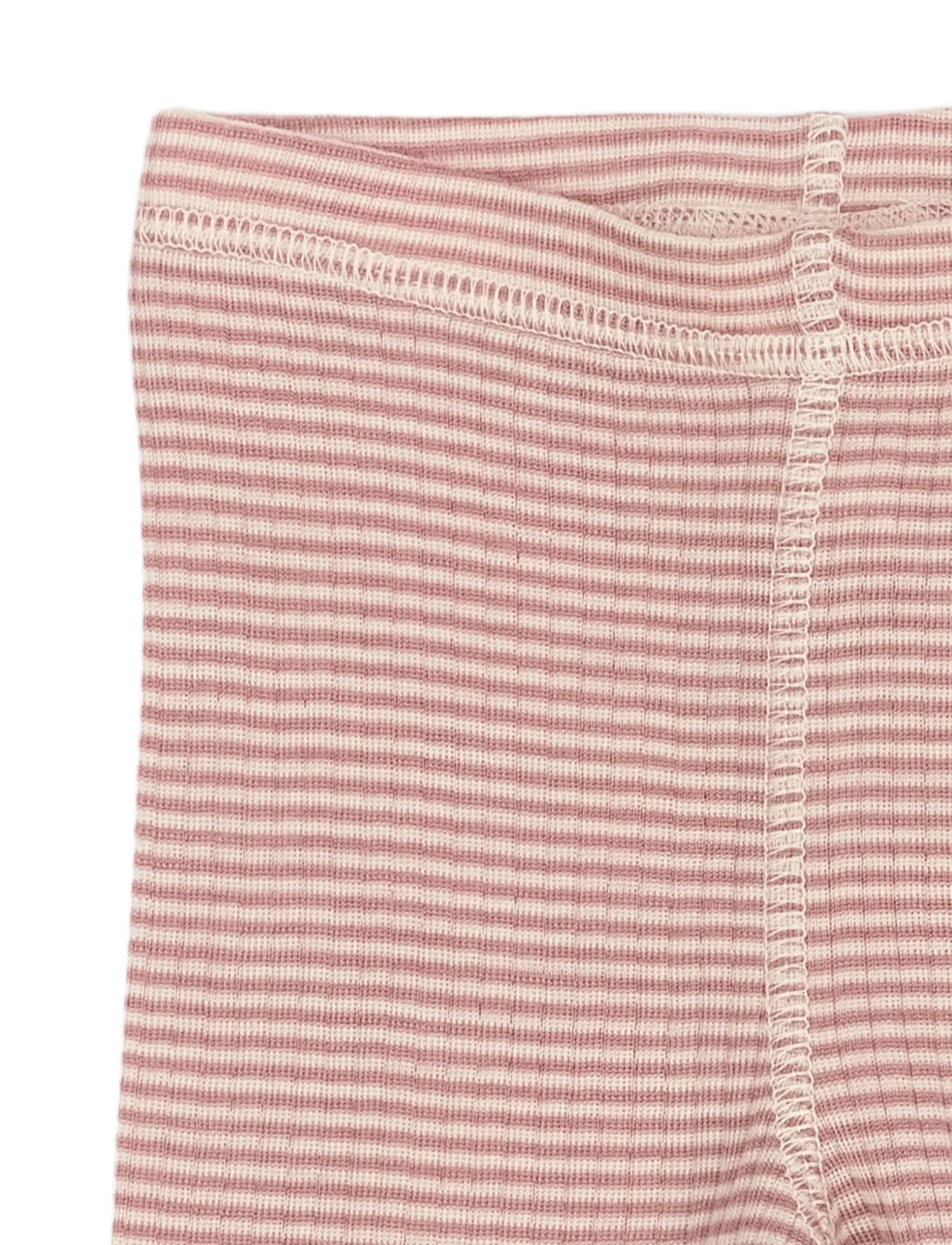 Petit Piao - PPDante Leggings Merino Wool Striped - nostalgic rose/dark off white - 2