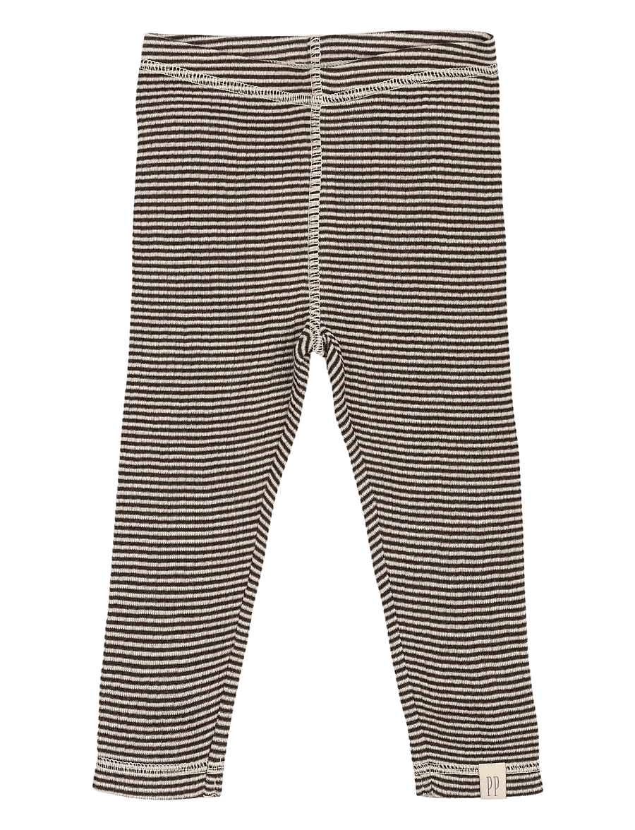 Petit Piao - PPDante Leggings Merino Wool Striped - sügisesed riided - coffee bean/dark off white - 0
