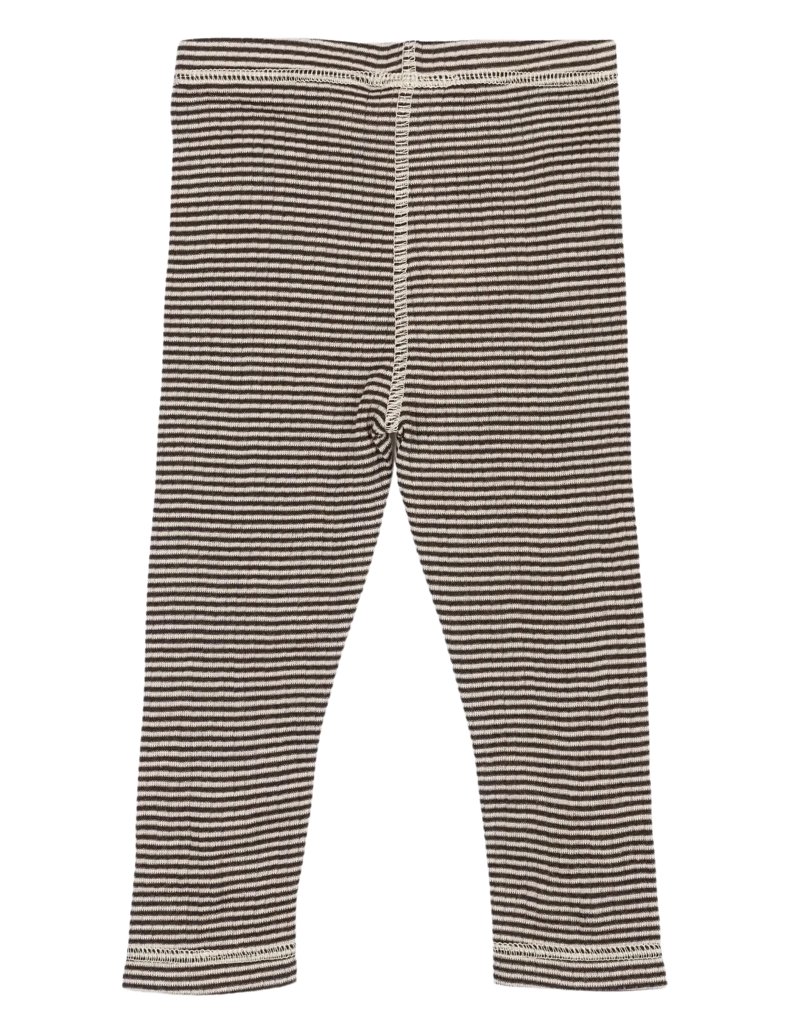 Petit Piao - PPDante Leggings Merino Wool Striped - coffee bean/dark off white - 1