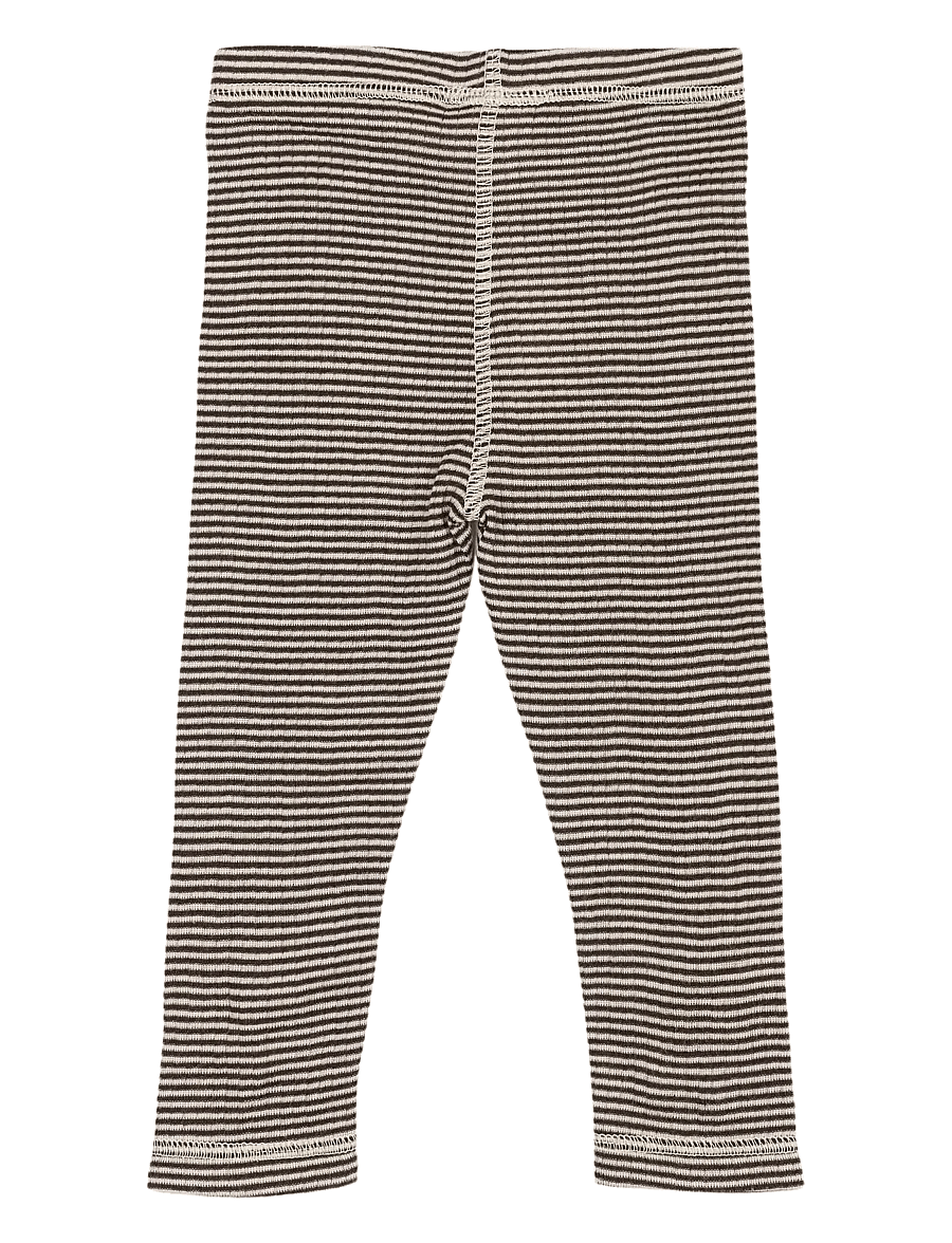 Petit Piao - PPDante Leggings Merino Wool Striped - coffee bean/dark off white - 1