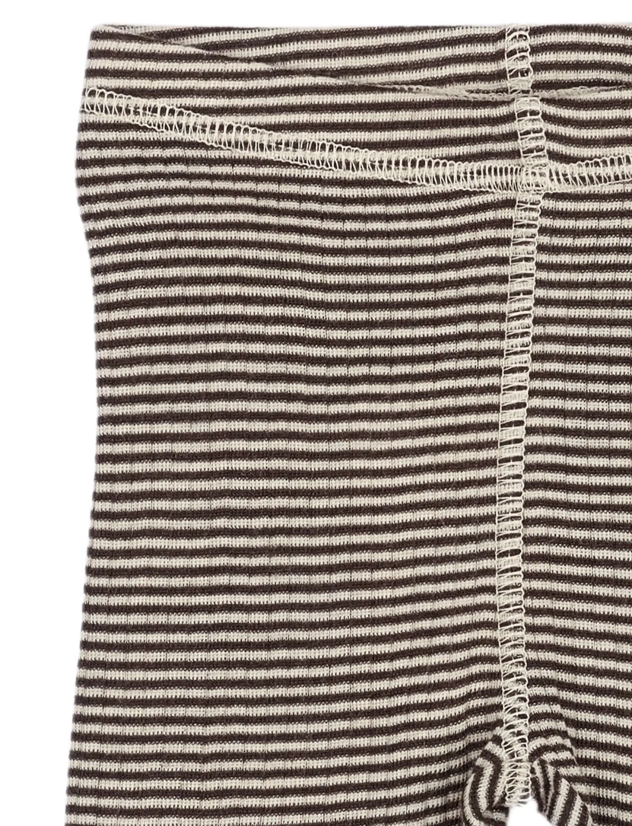 Petit Piao - PPDante Leggings Merino Wool Striped - coffee bean/dark off white - 2