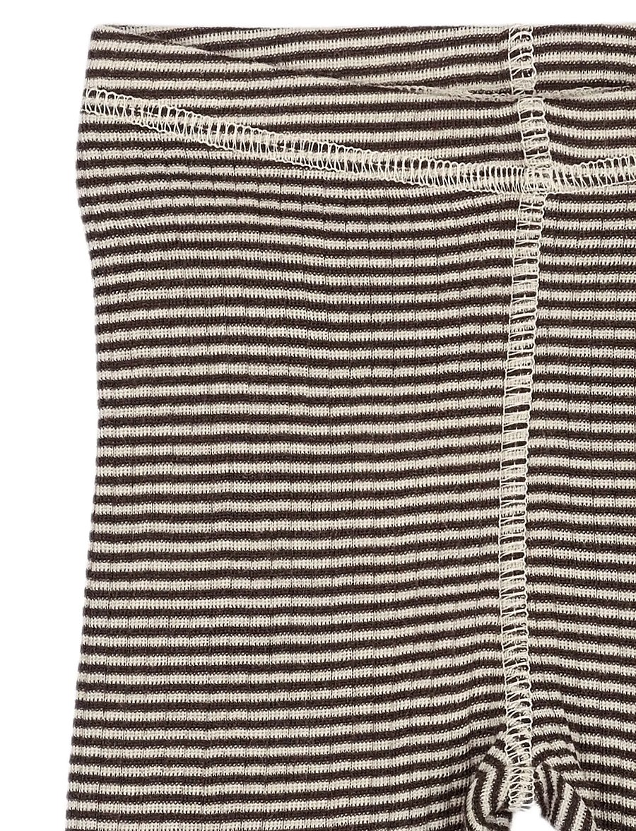 Petit Piao - PPDante Leggings Merino Wool Striped - coffee bean/dark off white - 2