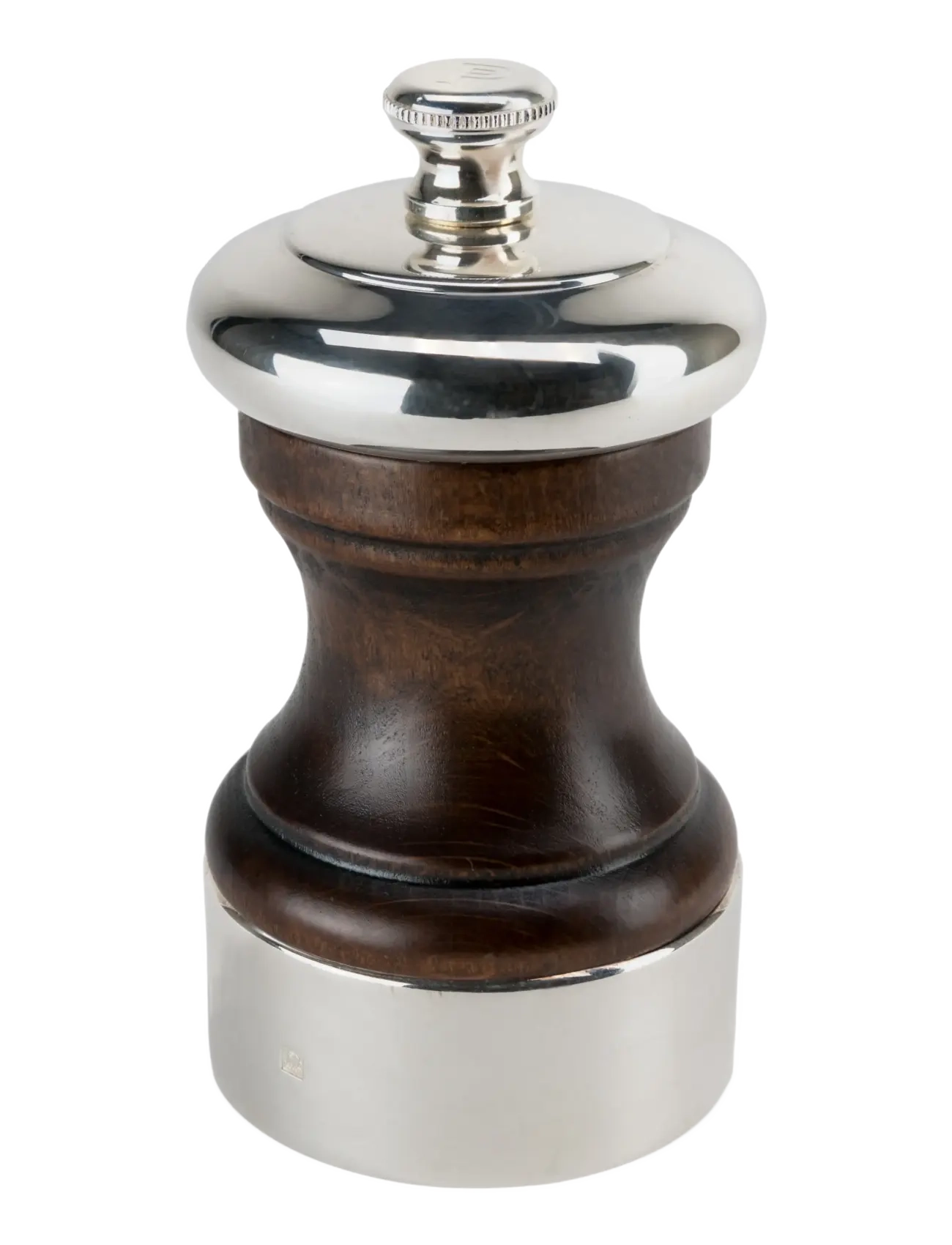 Peugeot Palace Pepper Mill Brown / Silver Plated 10cm - Soola- ja pipraveskid - SILVER-PLATED METAL/WOOD WITH PATINA / silver