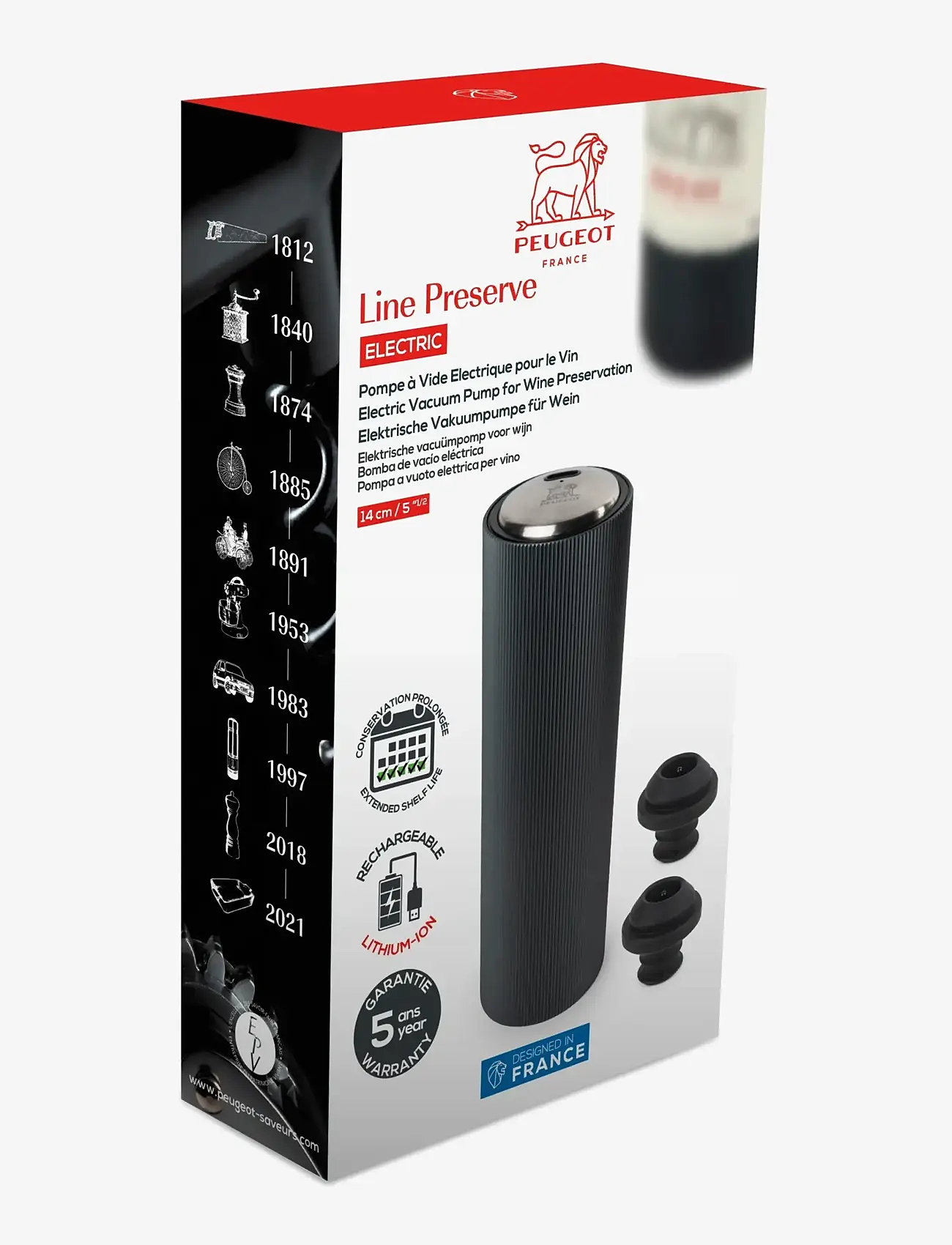 Peugeot - Line Preserve elektrisk vakuumpumpe til vin - sāls un piparu dzirnaviņas - aluminium - 1