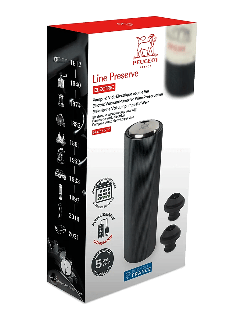 Peugeot - Line Preserve elektrisk vakuumpumpe til vin - sāls un piparu dzirnaviņas - aluminium - 1