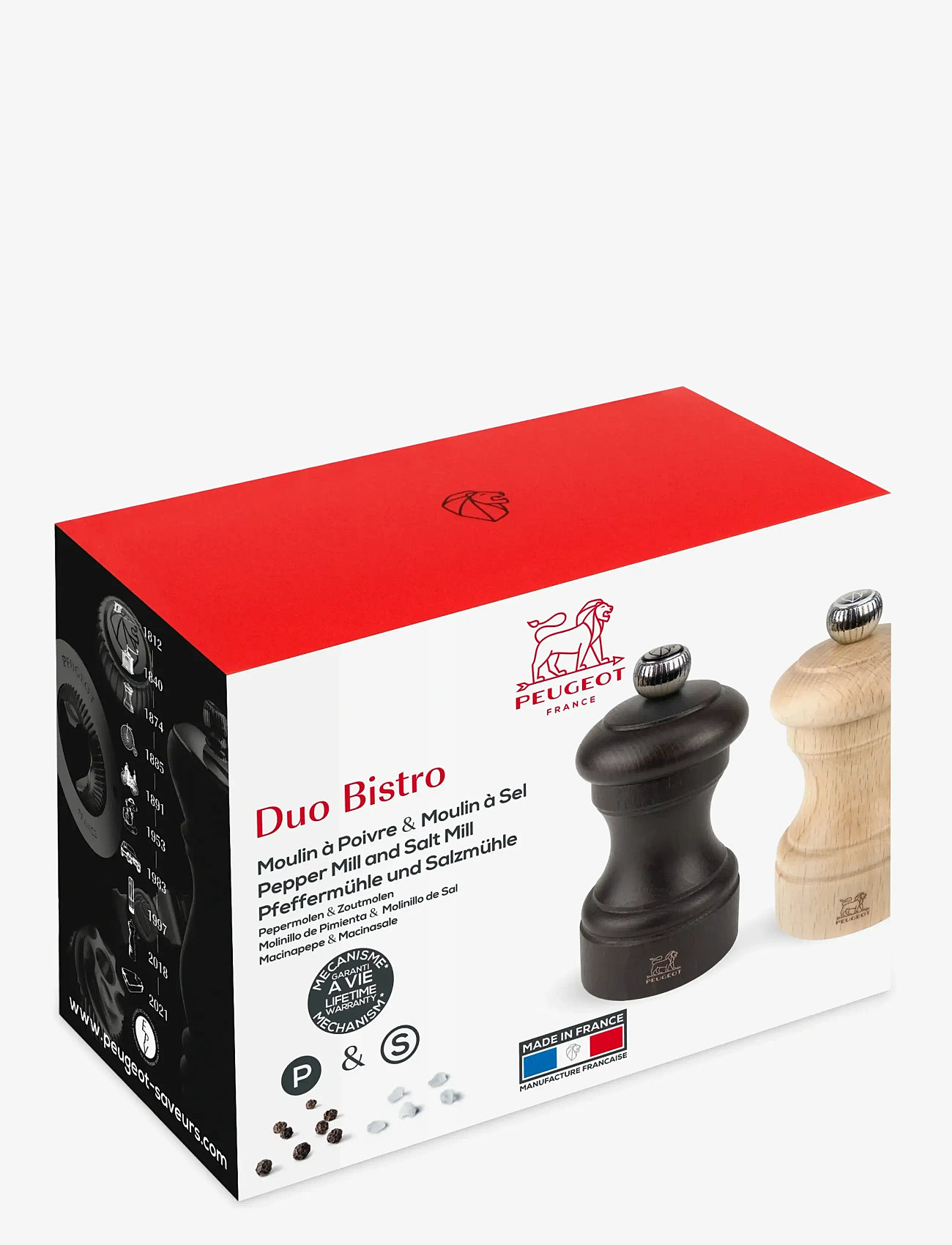 Peugeot - Bistro sæt PM+SM Choco/nat., træ, 10cm - salz- & pfefferstreuer - natural/chocolate - 1
