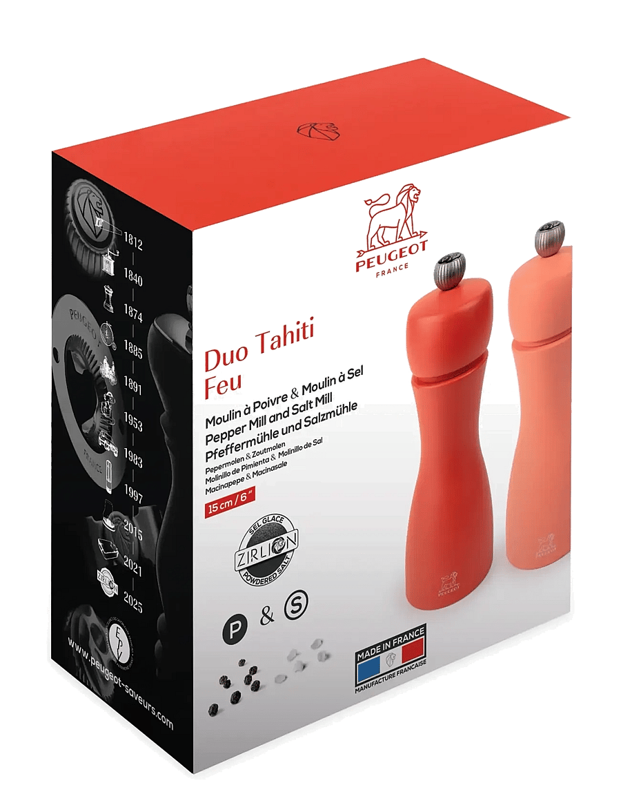 Peugeot - Tahiti duo orange & rød 15cm - salz- & pfefferstreuer - fire - 1