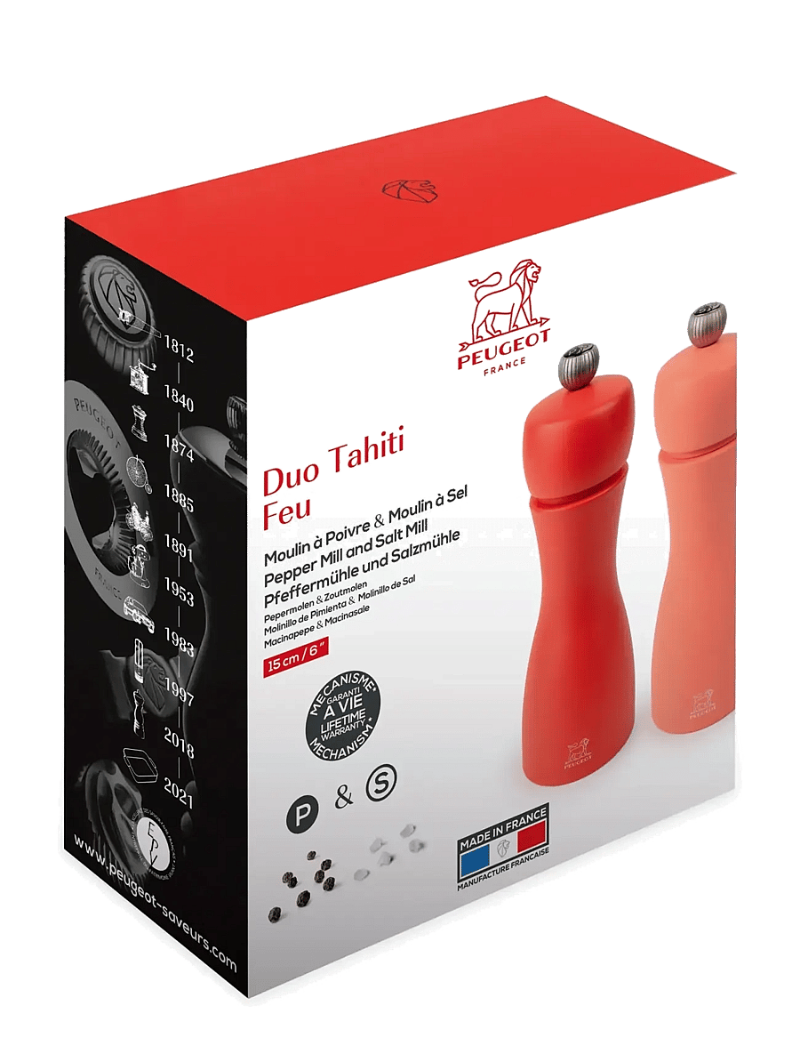 Peugeot - tahiti duo orange & rød 15cm - soola- ja pipraveskid - fire - 1