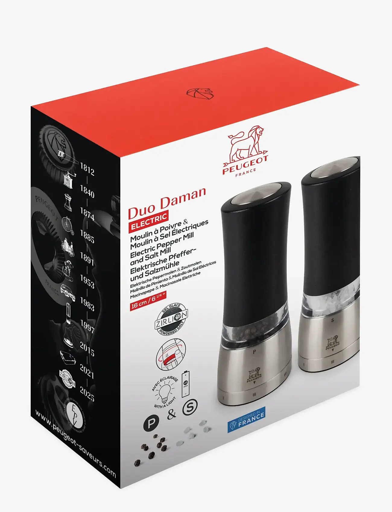 Peugeot - Daman sæt mp+ms elektrisk u'select Z 16cm - salt- & pepparkvarnar - steel - 1