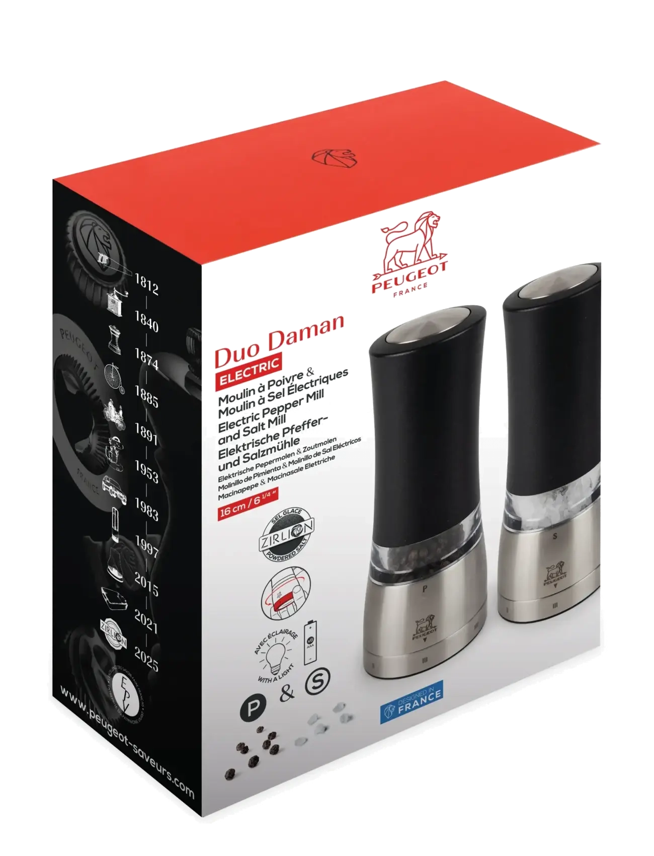 Peugeot - Daman sæt mp+ms elektrisk u'select Z 16cm - suola- ja pippurimyllyt - steel - 1