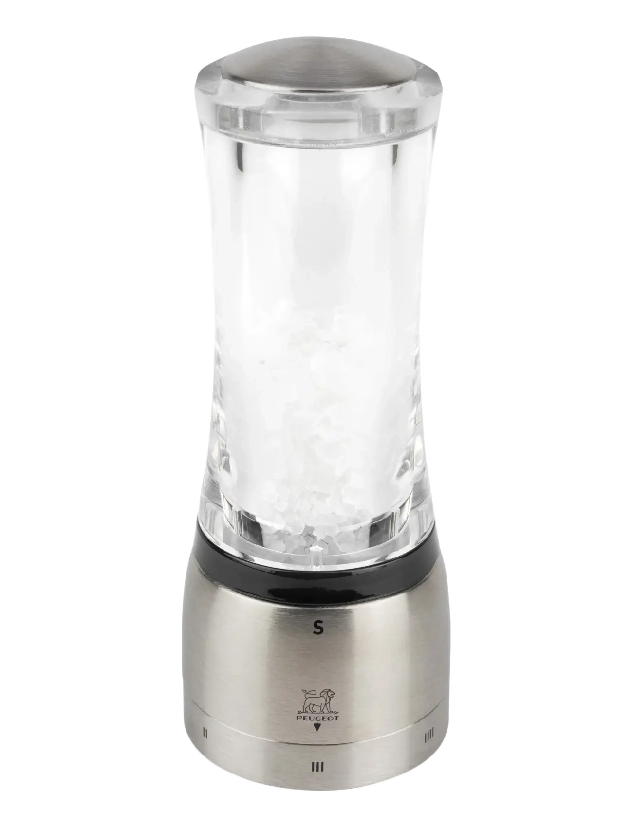 Peugeot Daman Salt Grinder U'select Z Steel/Acrylic 16cm - Neuheiten - ACRYLIC/STAINLESS STEEL / silver