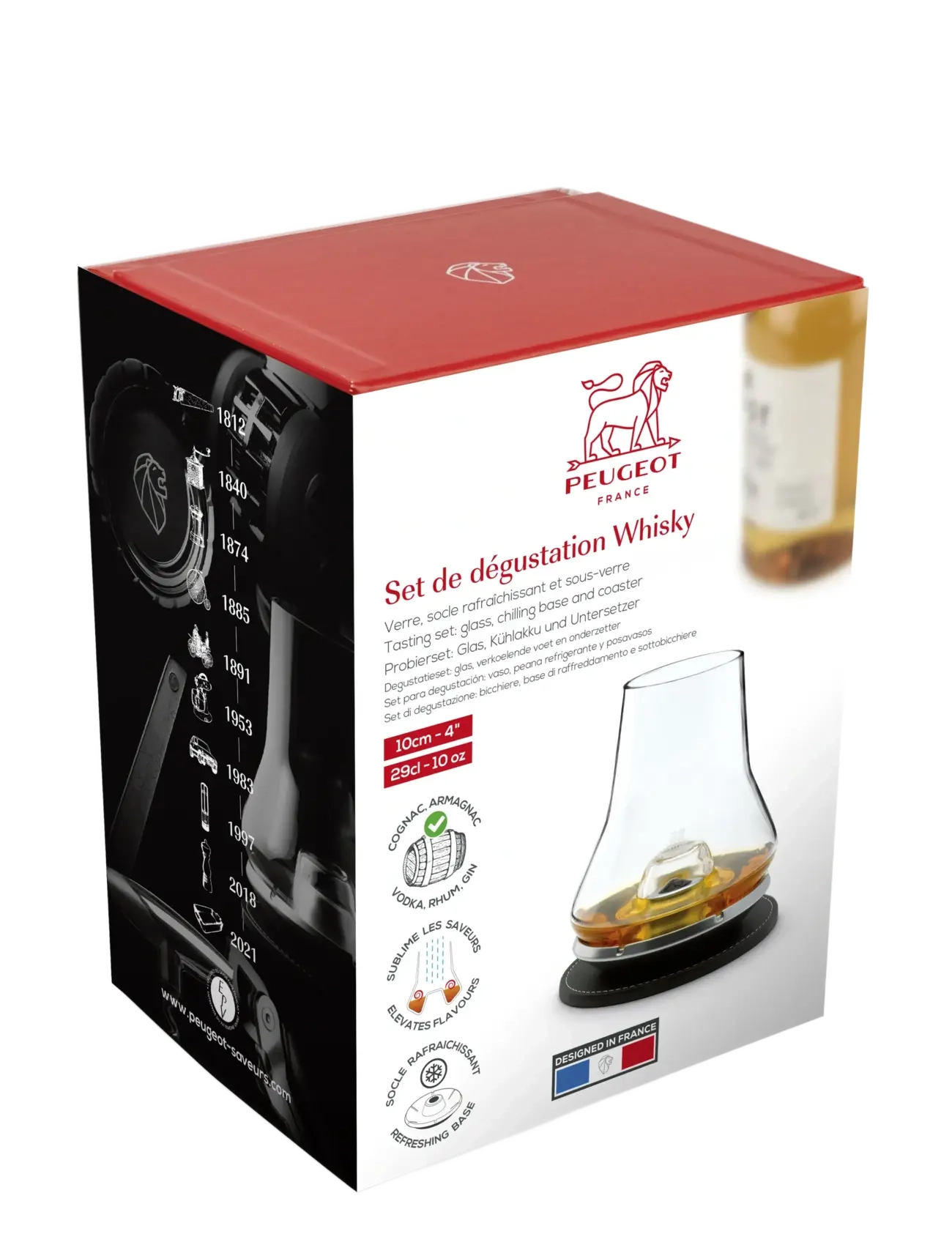 Peugeot - whiskysmagningssæt (glas + metalbund + bordskåner) - kieliszki do whisky i koniaku - glass, metal - 1