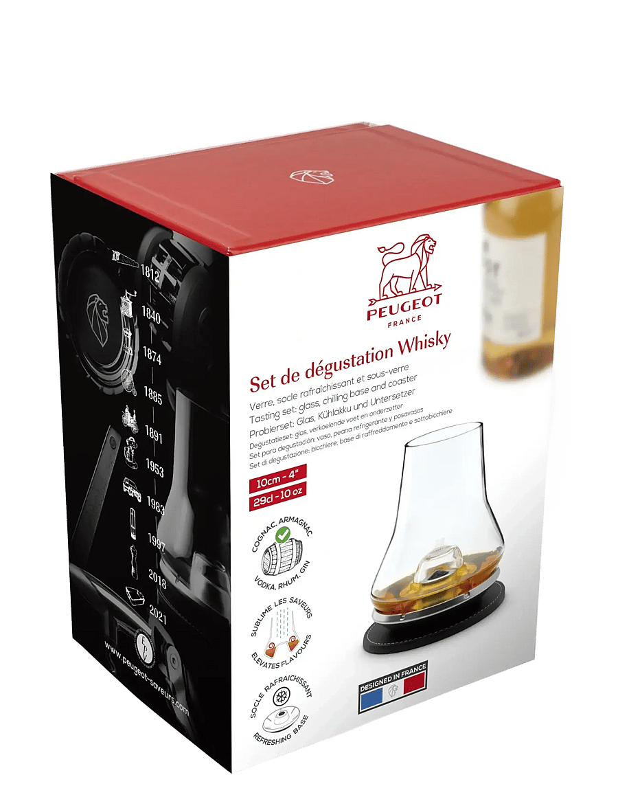 Peugeot - whiskysmagningssæt (glas + metalbund + bordskåner) - kieliszki do whisky i koniaku - glass, metal - 1
