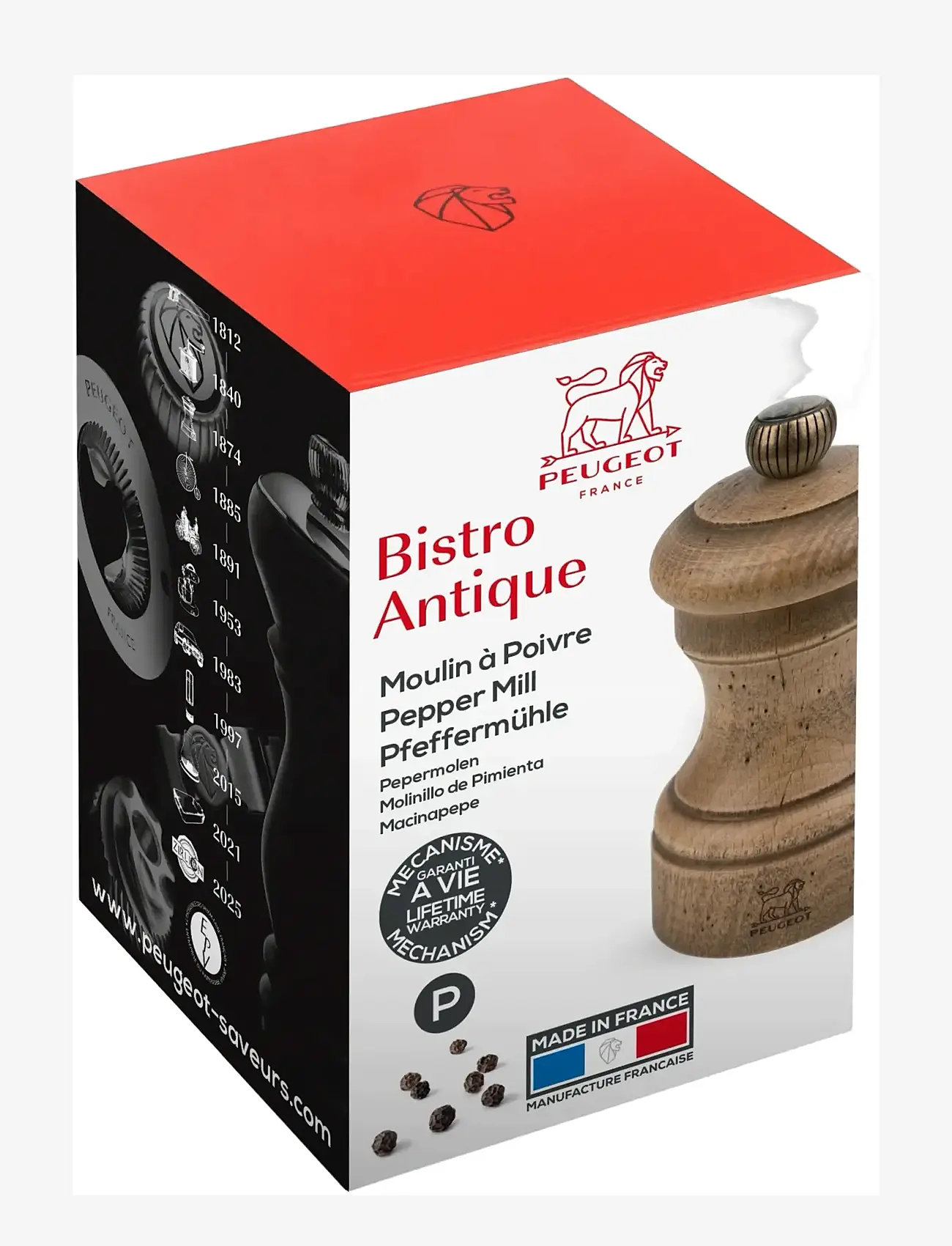 Peugeot - Bistro Antik Peberkværn ,Træ, Mat Antik 10 cm - salt & pepper grinders - antique - 1