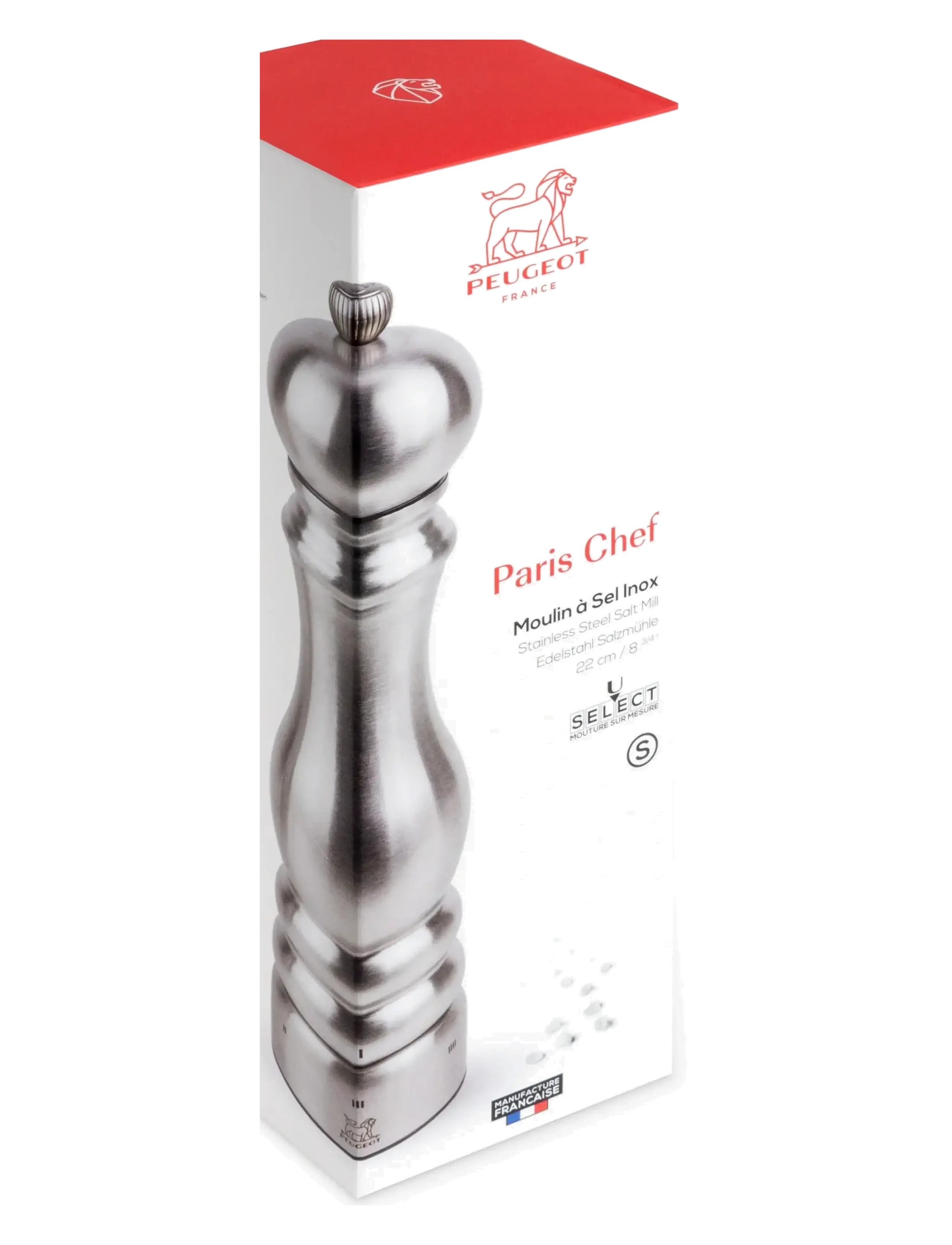 Peugeot - paris saltkværn u'select Z rustfrit stål, 22 cm - salt & peberkværne - stainless steel - 1